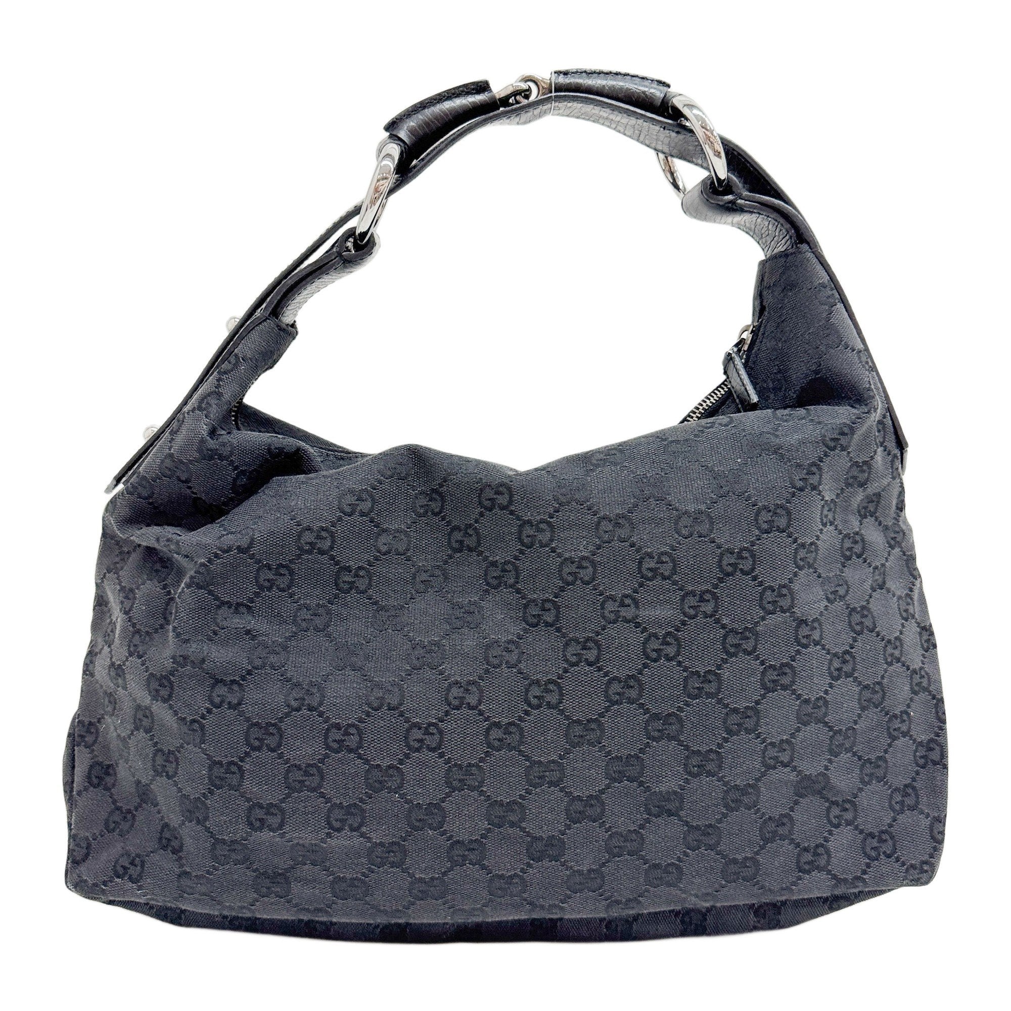 Horsebit Black GG Canvas Shoulder Bag - Image 2