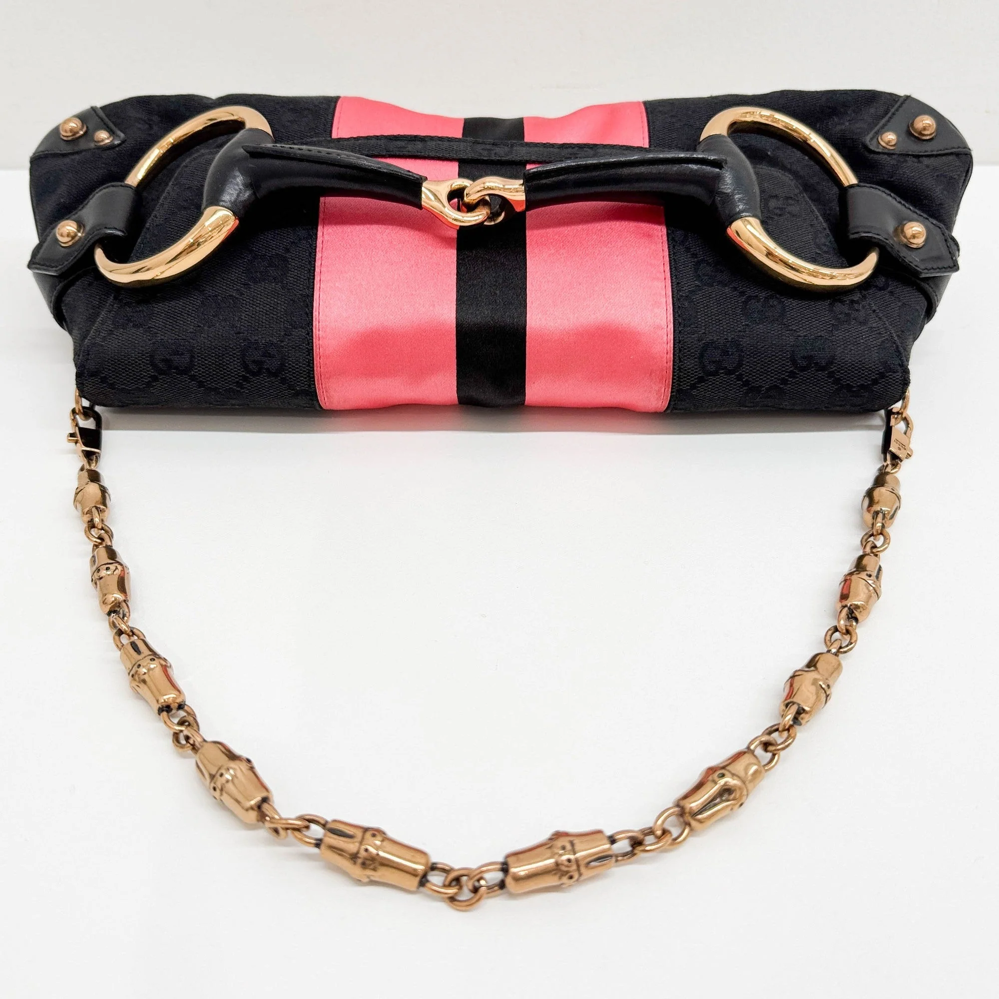 Horsebit Black GG Canvas Large Chain Shoulder Bag - Image 6