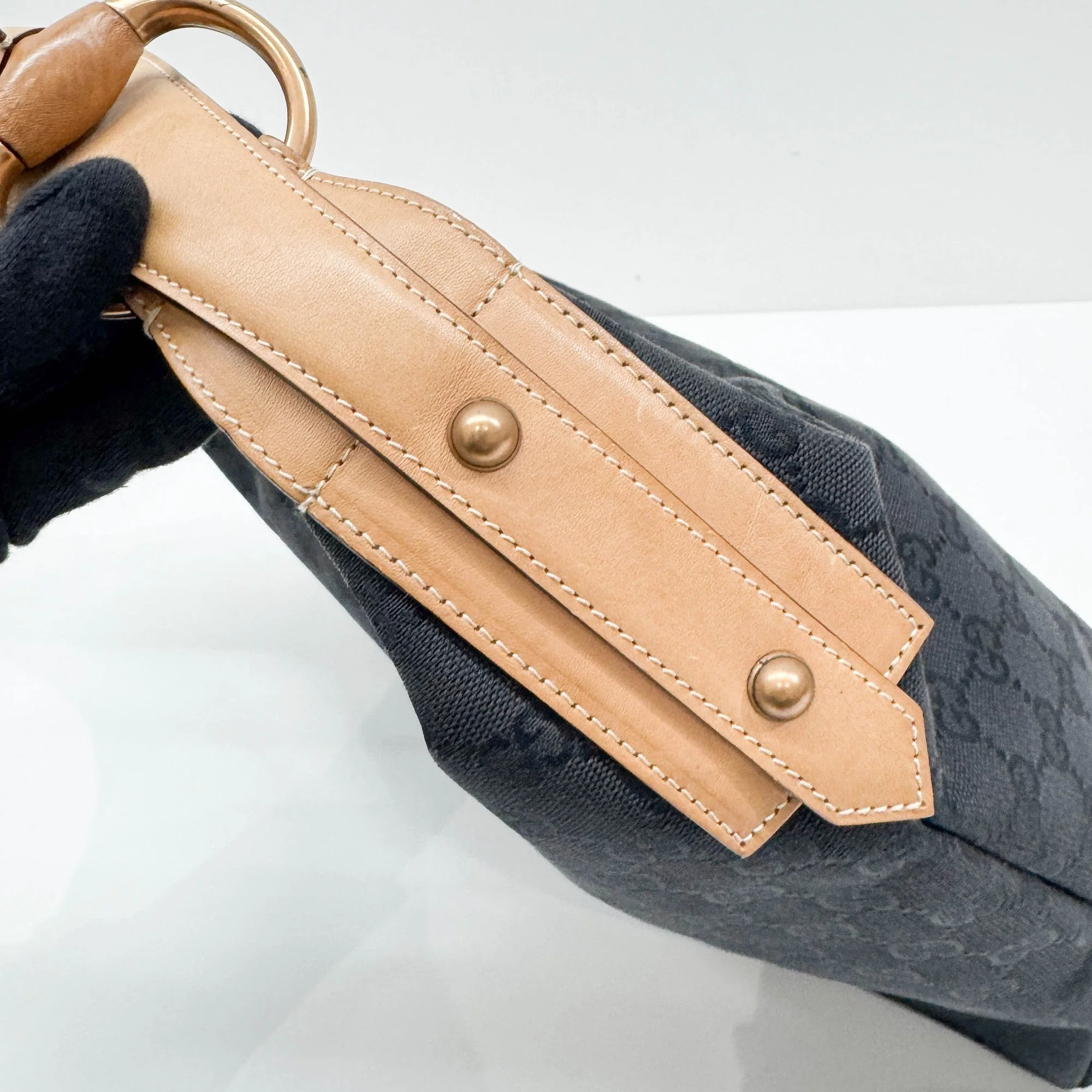 Horsebit Black GG Canvas Shoulder Bag - Image 10