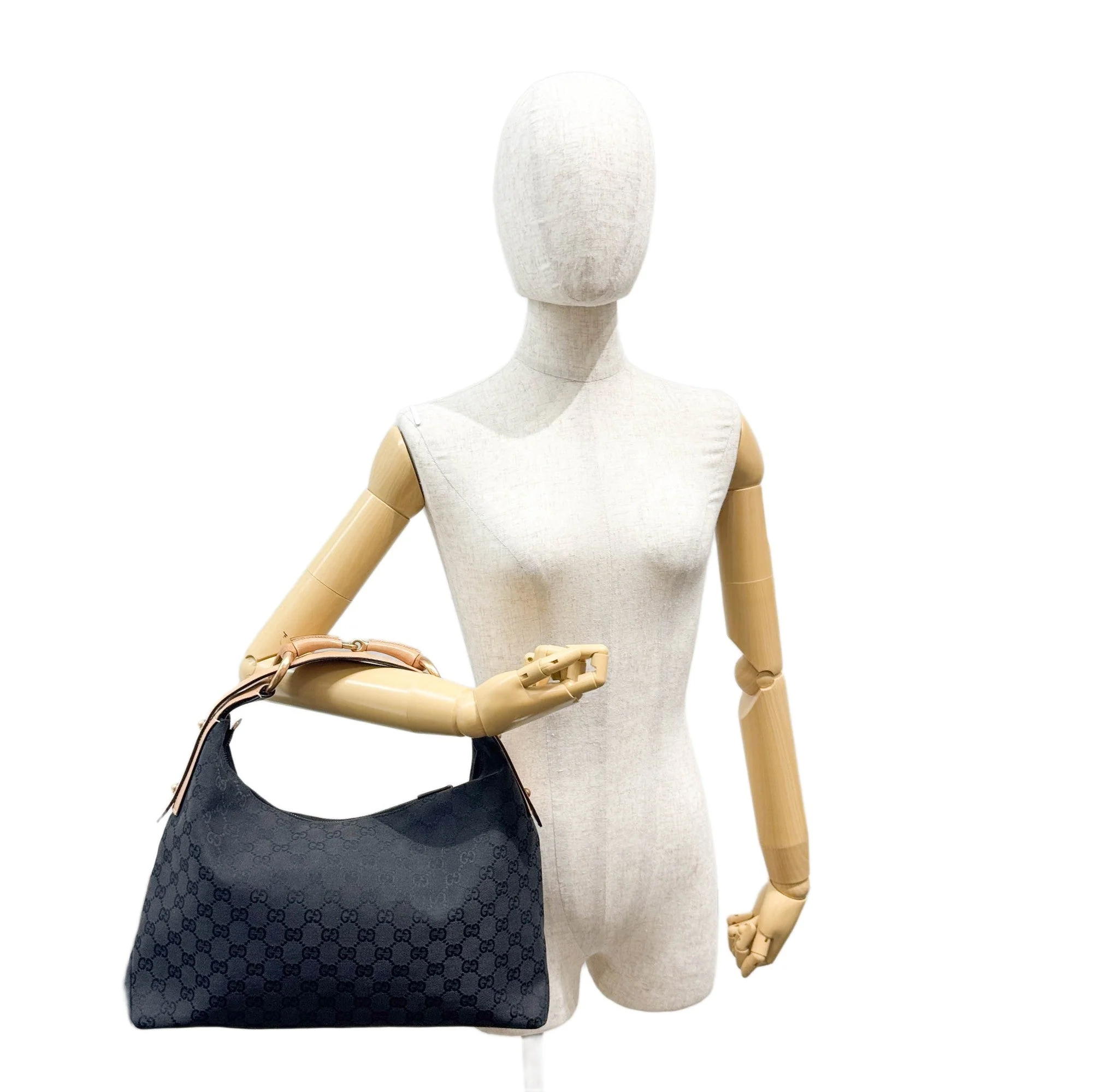 Horsebit Black GG Canvas Shoulder Bag - Image 3