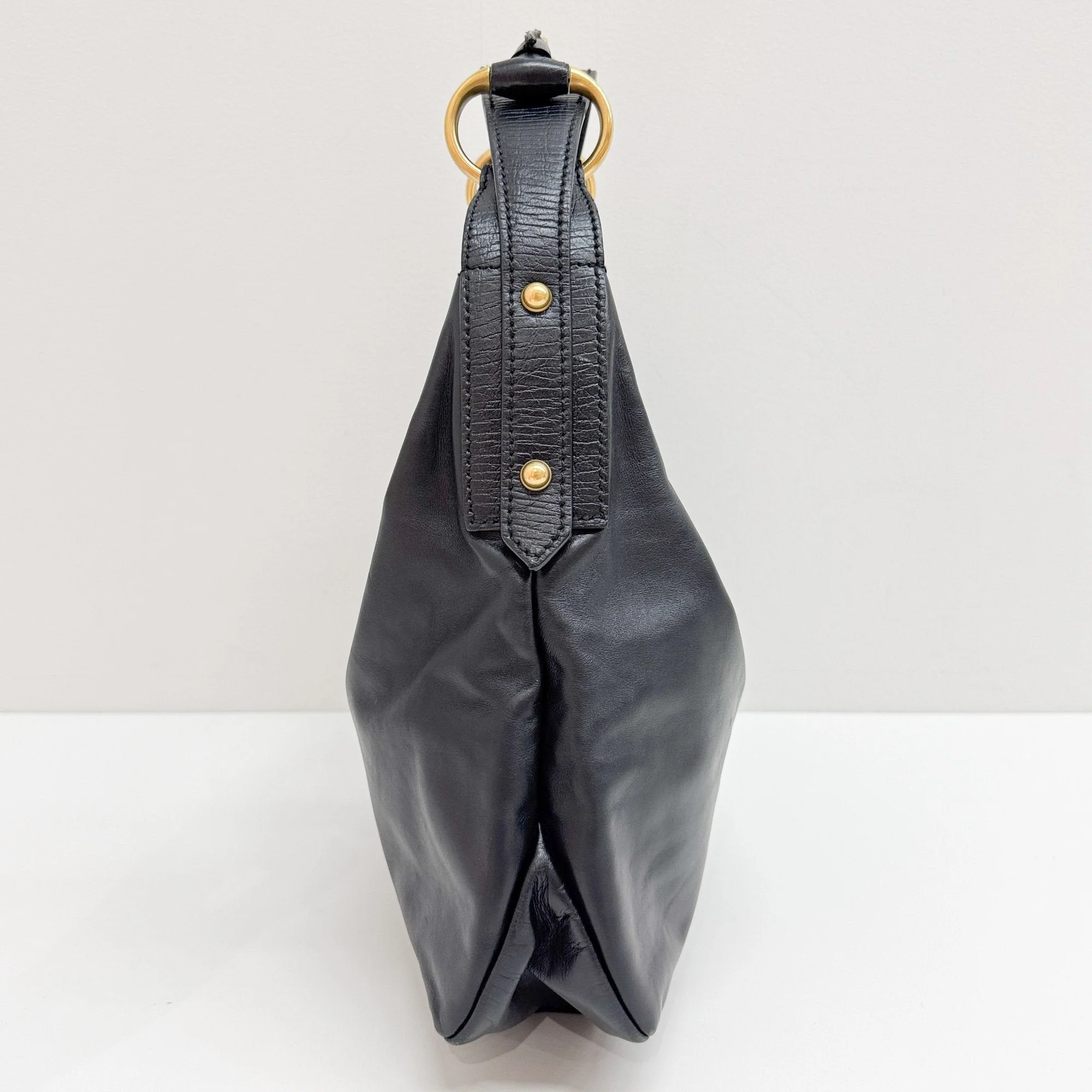 Horsebit Black Shoulder Bag - Image 5