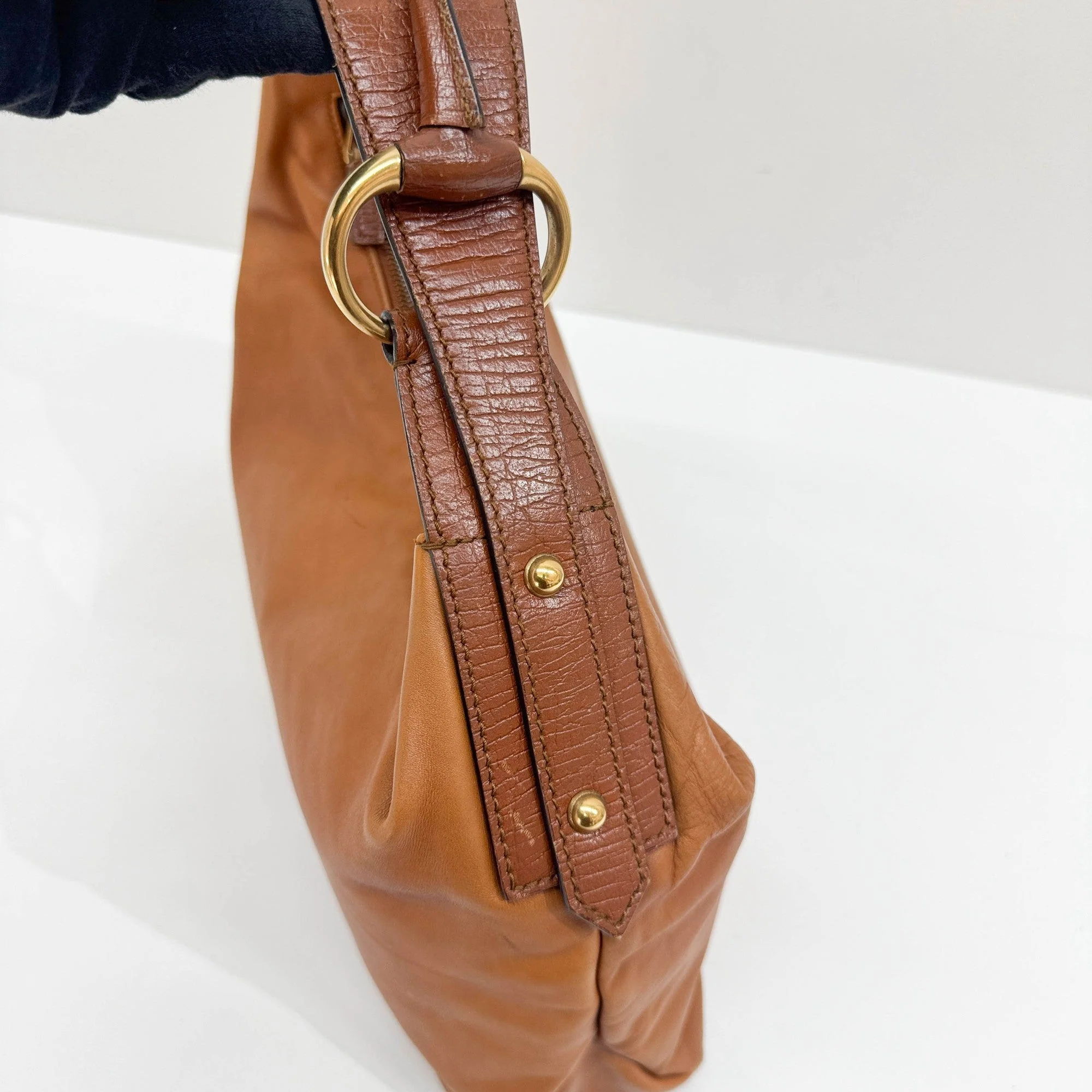 Horsebit Brown Leather Shoulder Bag - Image 14