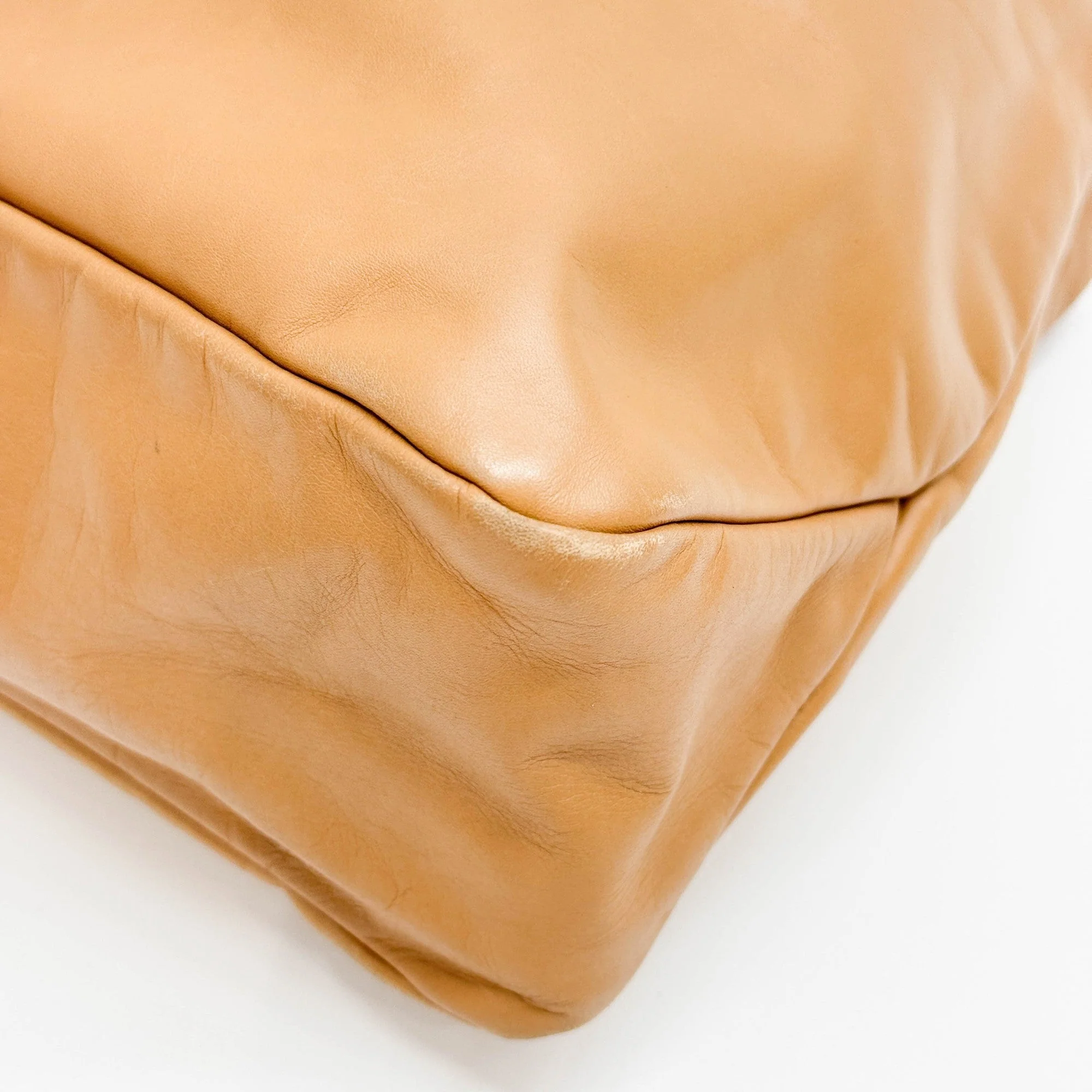 Horsebit Caramel Leather Hobo Bag - Image 10