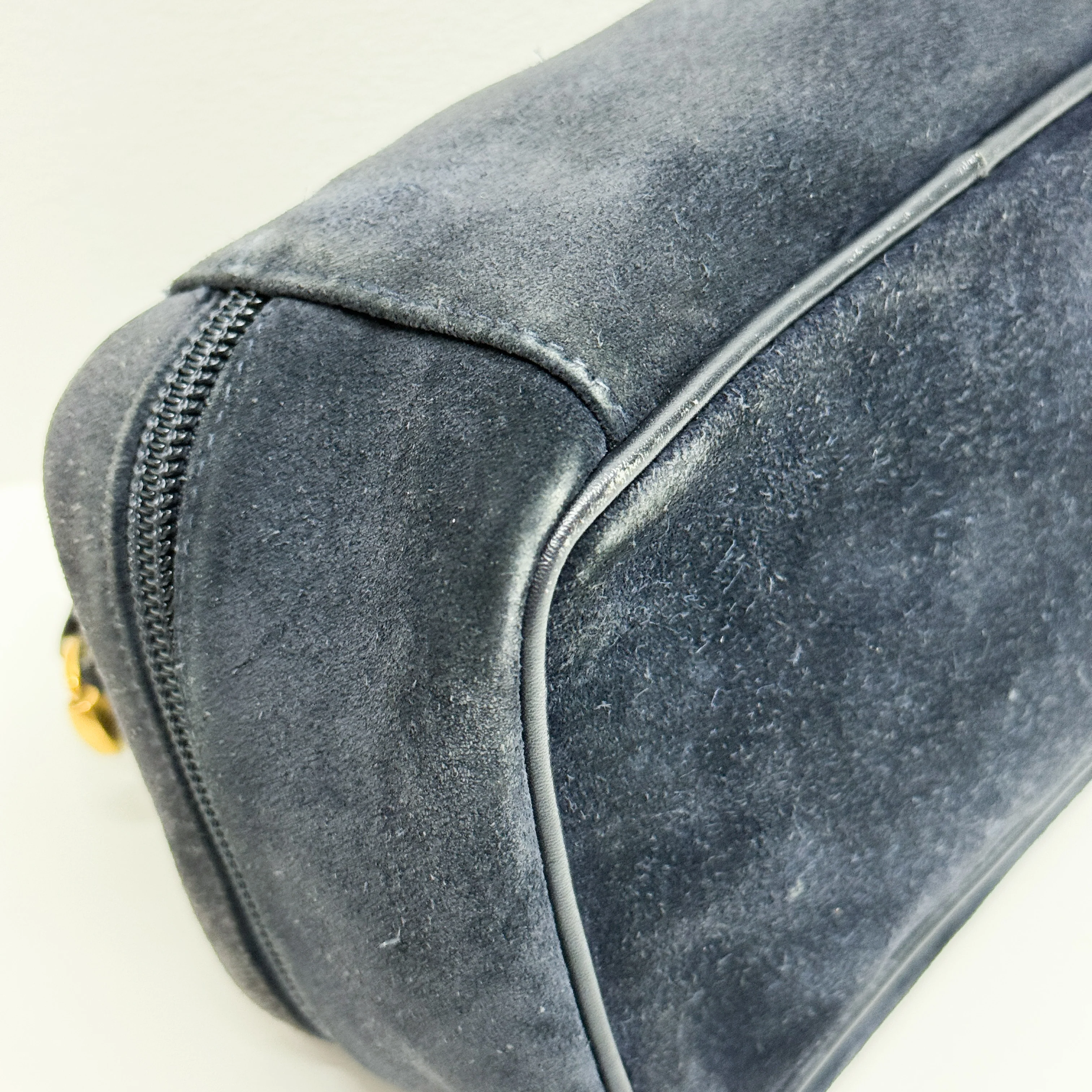 Horsebit Navy Blue Suede Pouch - Image 10