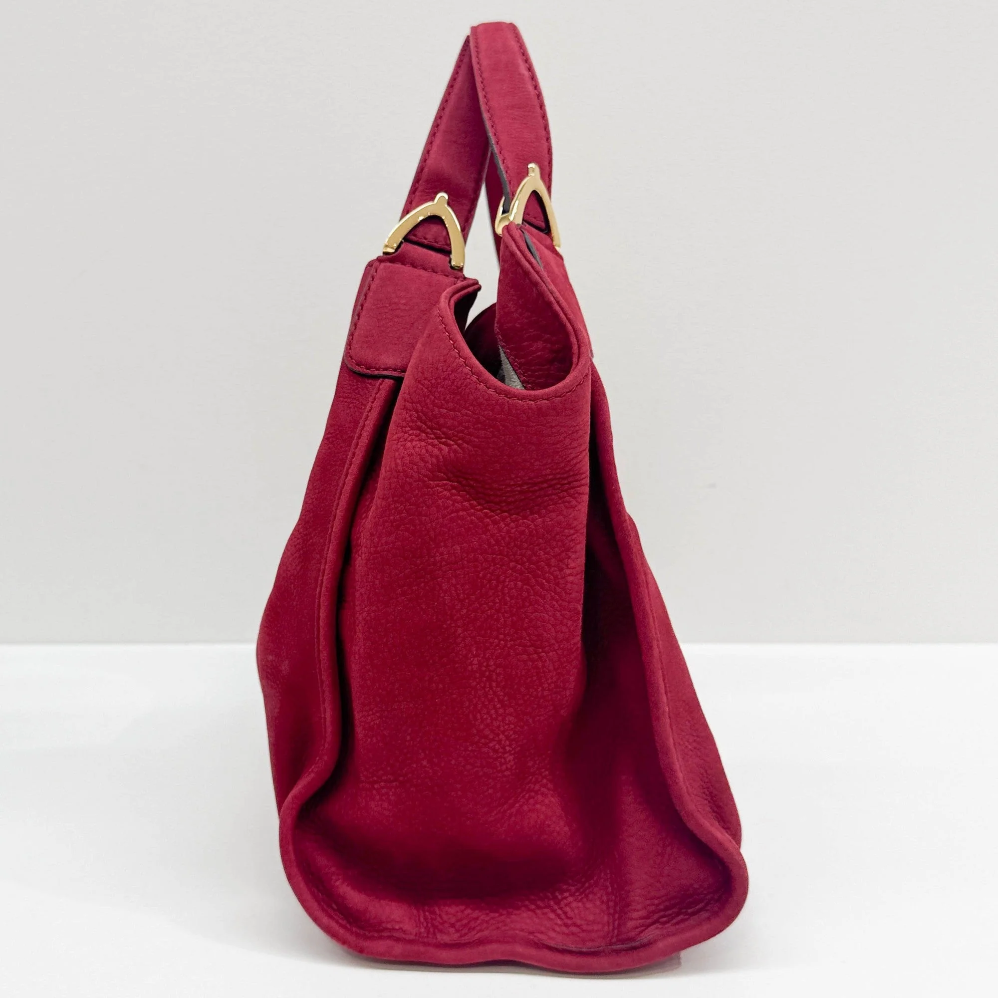 Horsebit Raspberry Red Leather Shoulder Bag - Image 6