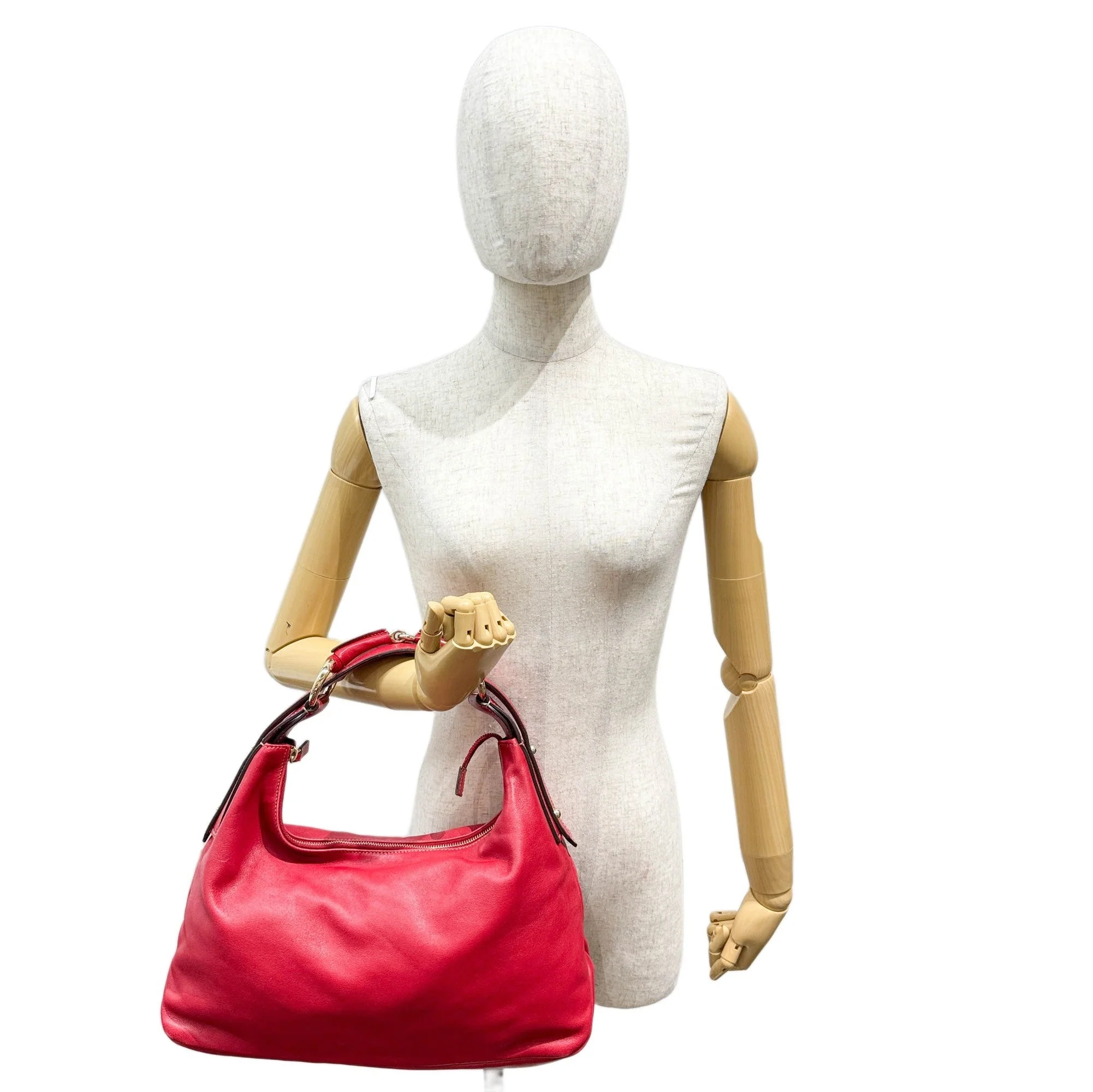 Horsebit Red Leather Shoulder Bag - Image 3