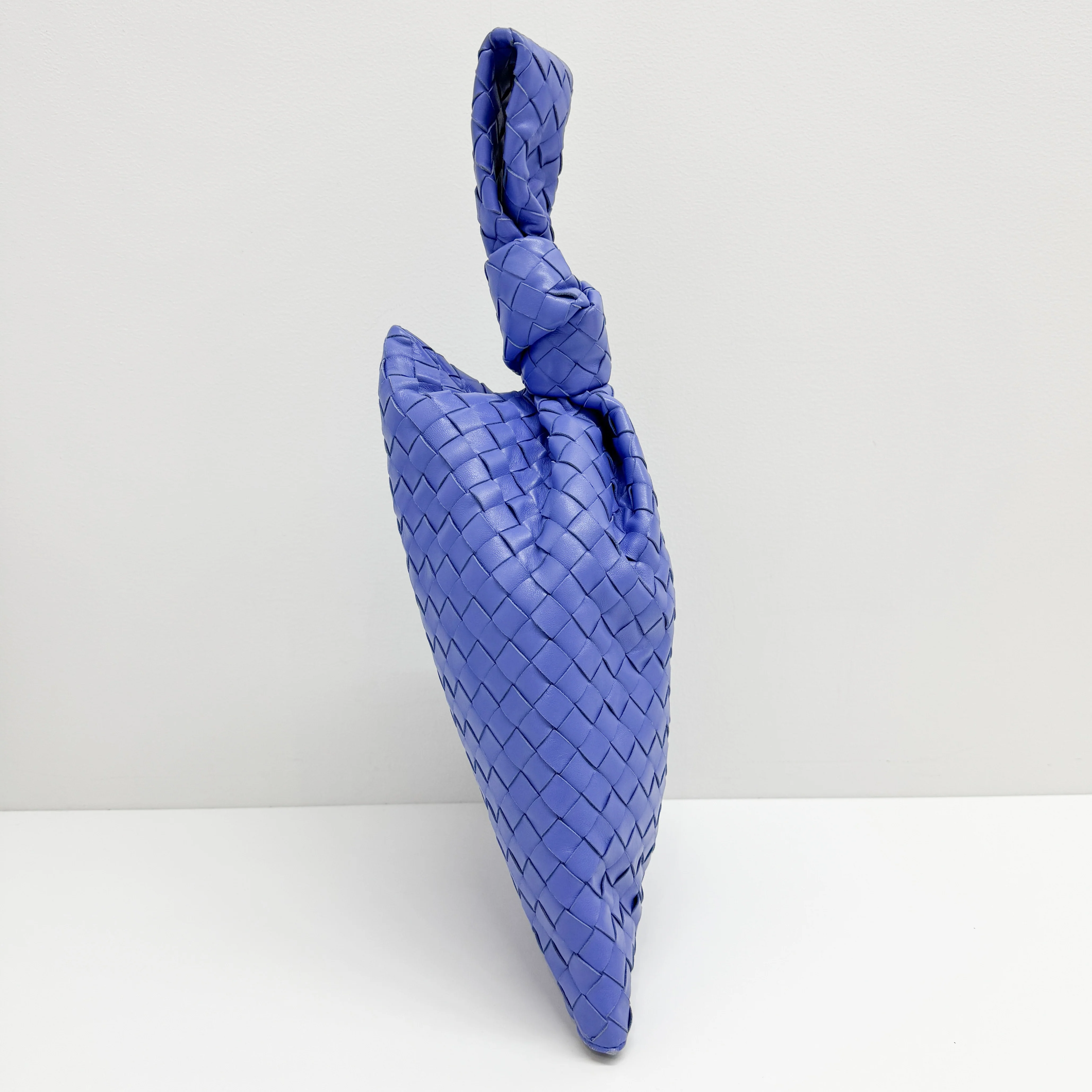 Intrecciato Blue Leather Hand Bag - Image 5