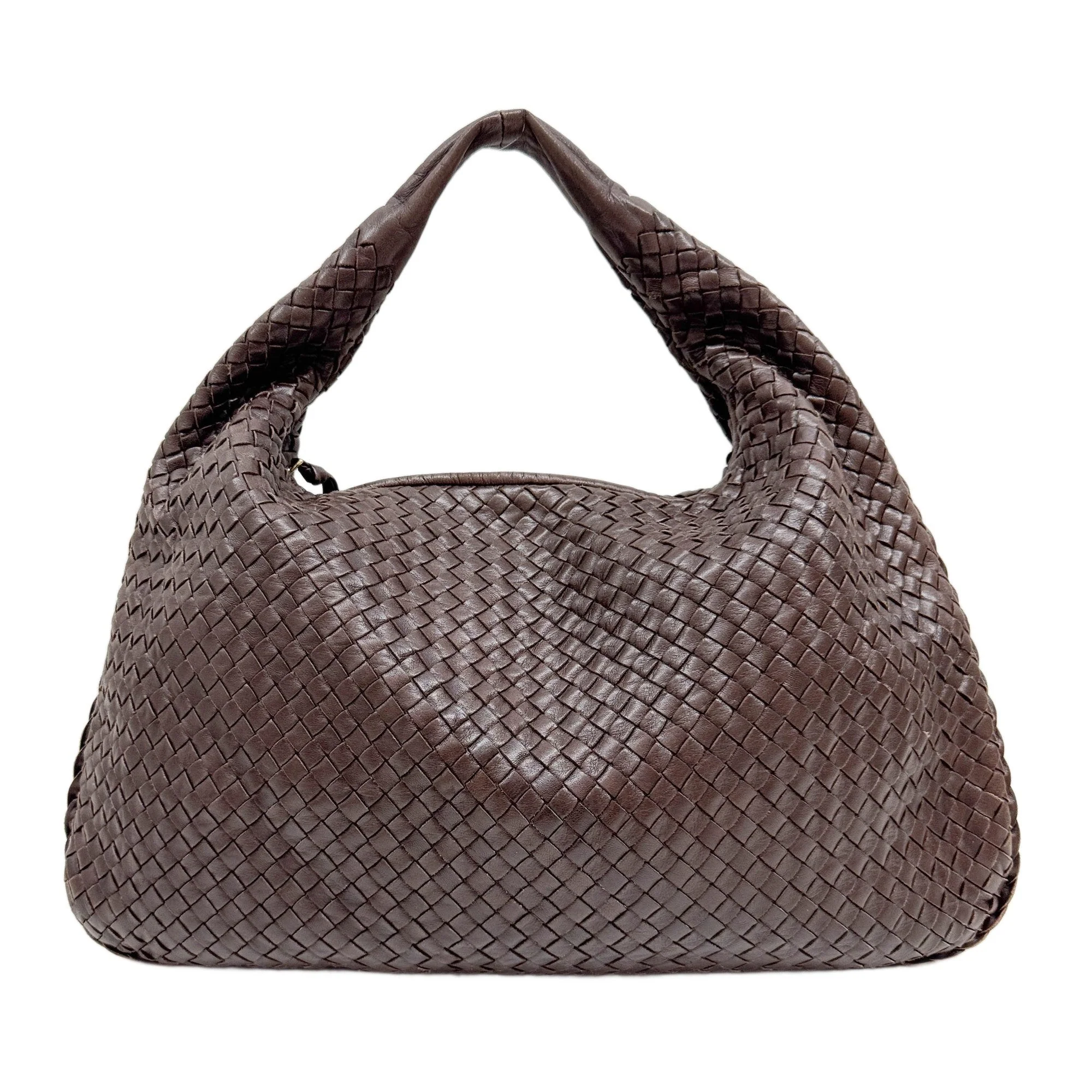 Intrecciato Brown Calfskin Leather Hobo Shoulder Bag - Image 2