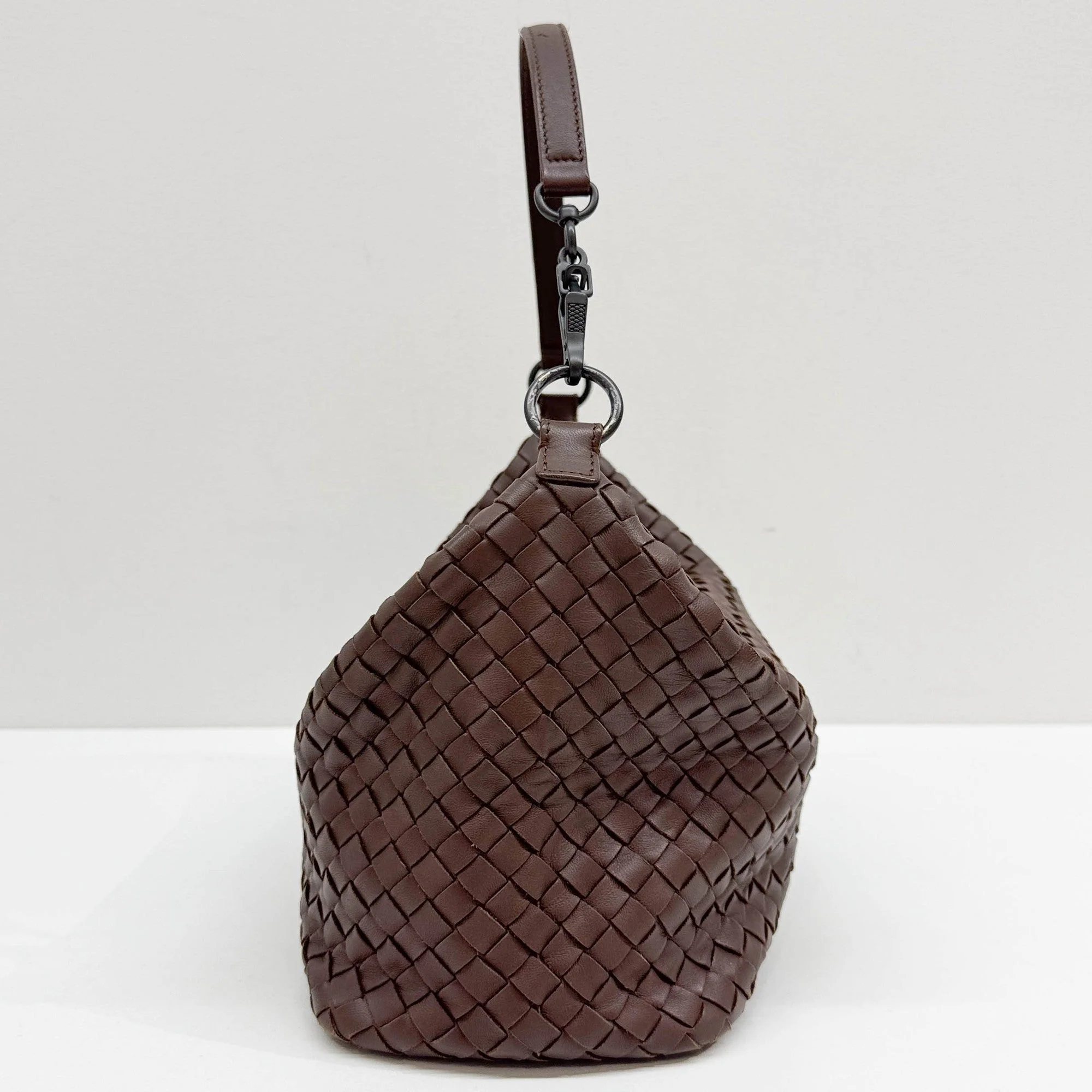 Intrecciato Brown Leather Shoulder Bag - Image 5