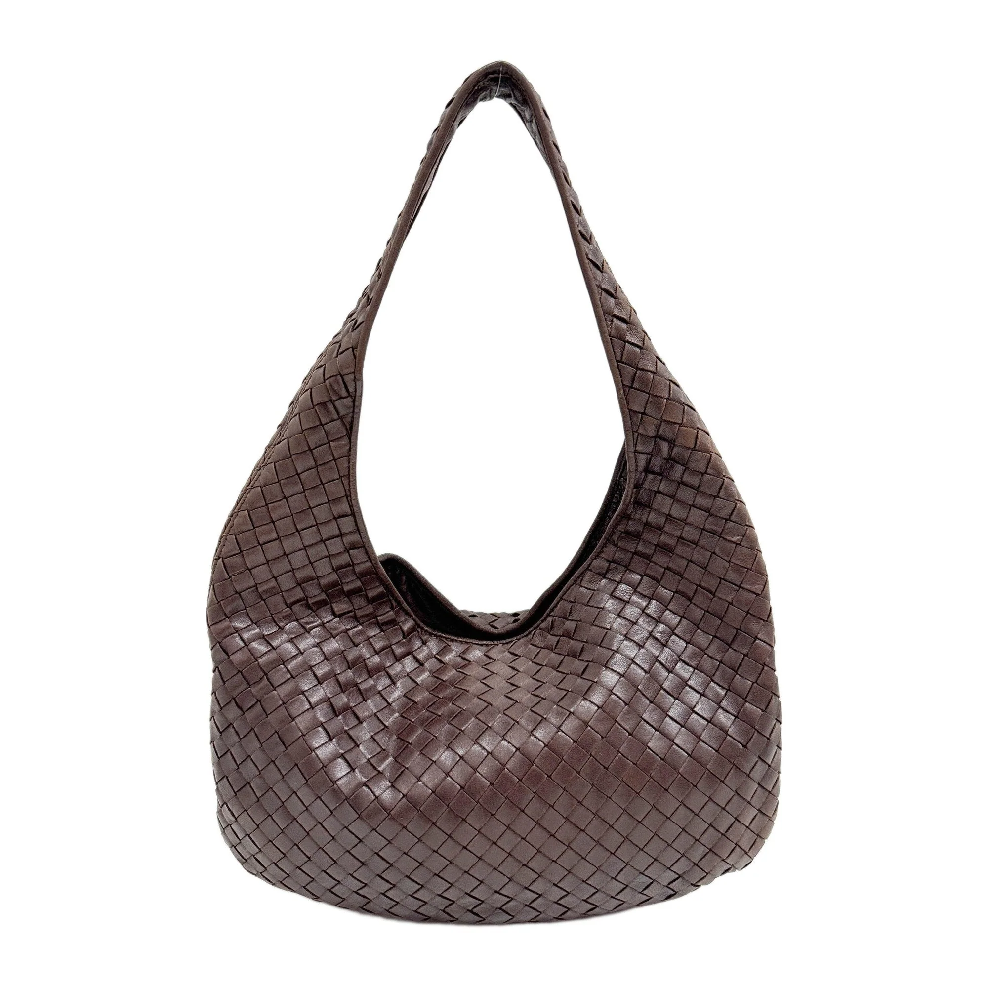 Intrecciato Brown Leather Shoulder Bag