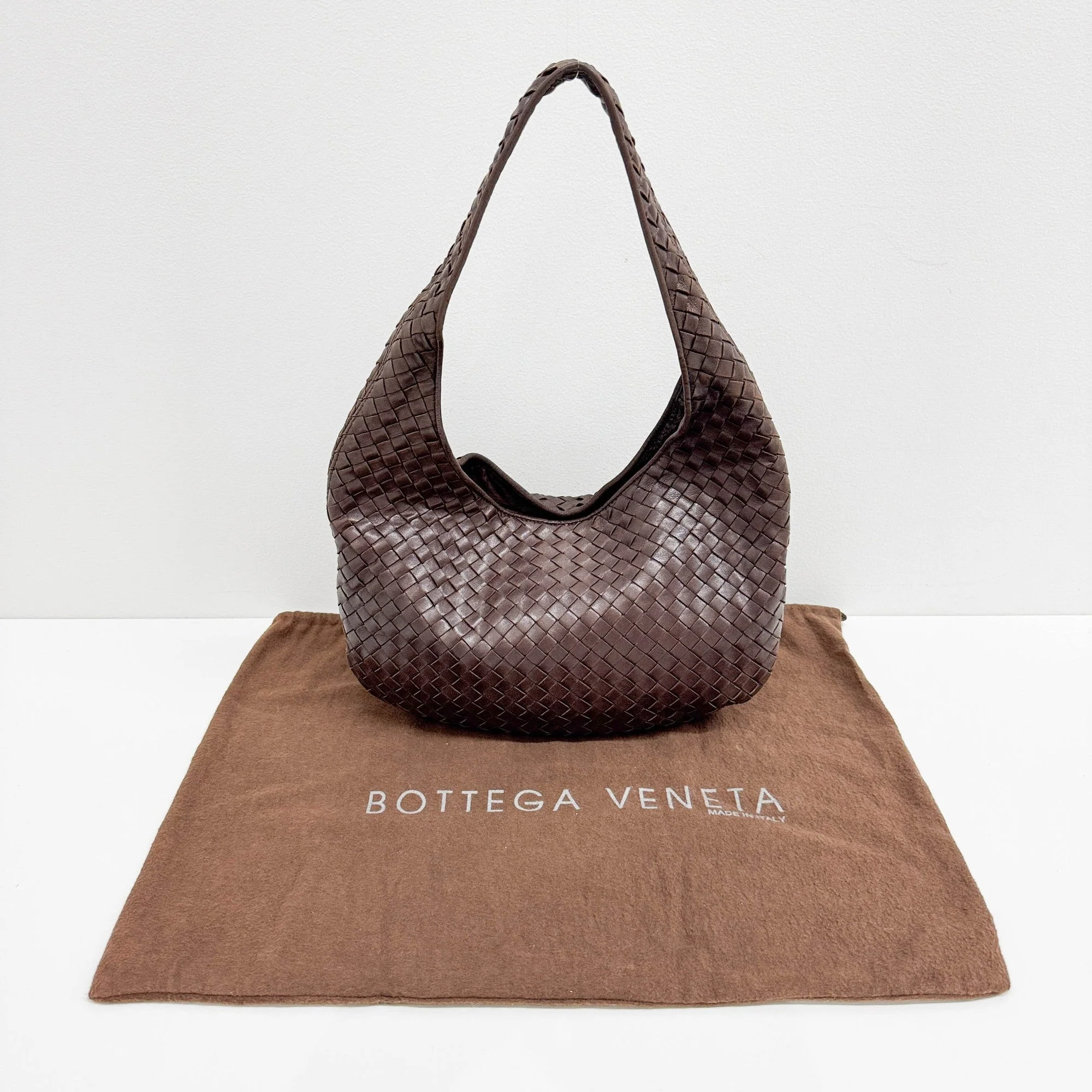 Intrecciato Brown Leather Shoulder Bag - Image 4