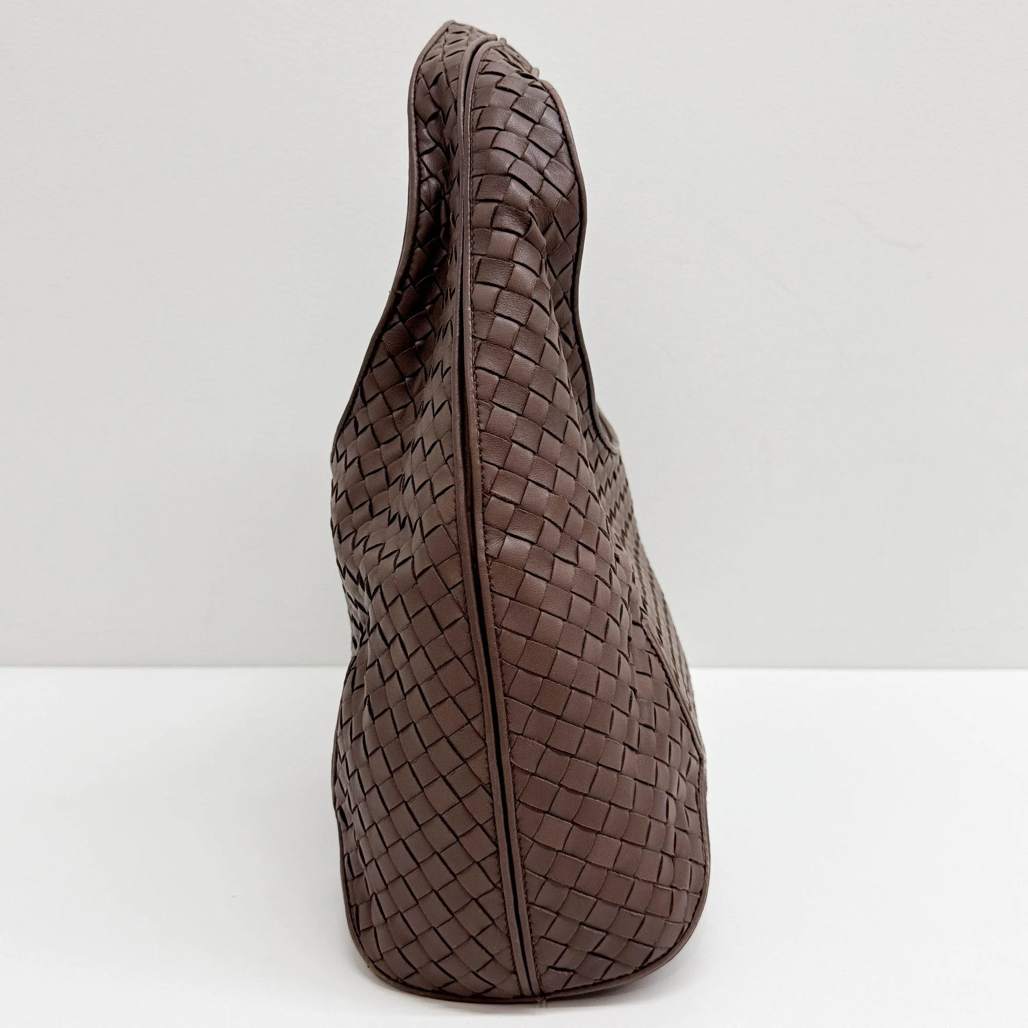 Intrecciato Deep Taupe Brown Leather Shoulder Bag - Image 7