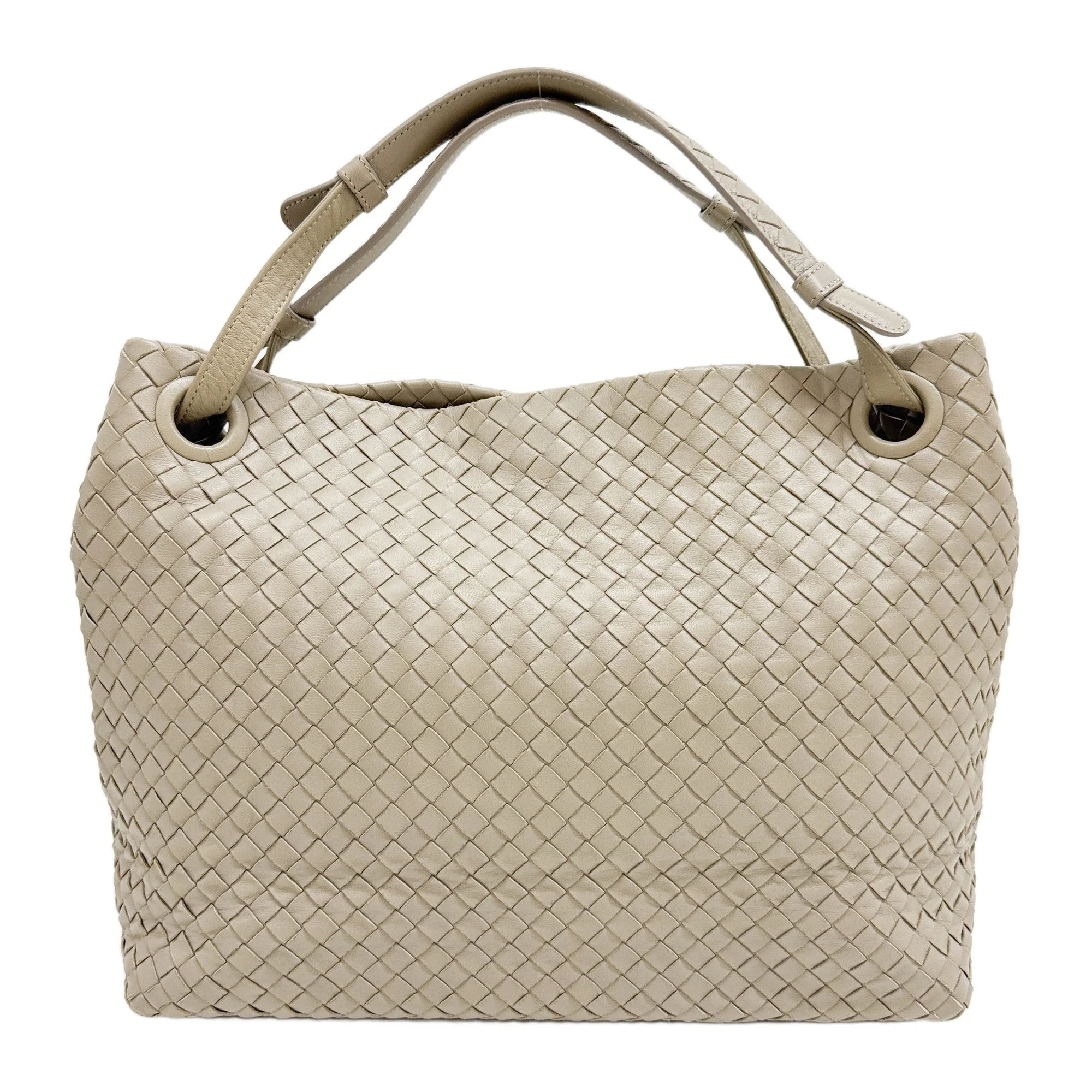 Intrecciato Garda Taupe Leather Shoulder Bag - Image 2