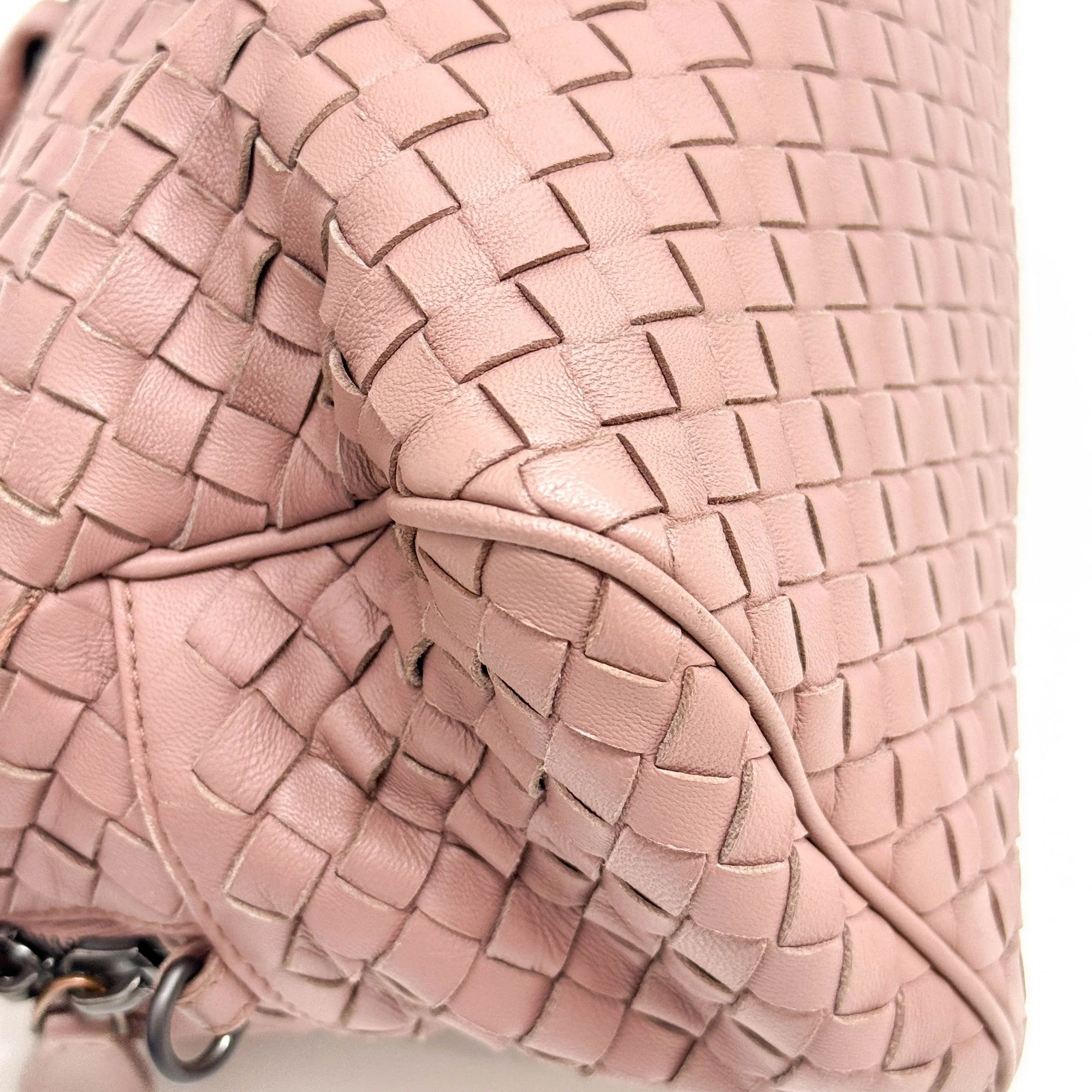 Intrecciato Mauve Purple Leather Two Way Bag - Image 11