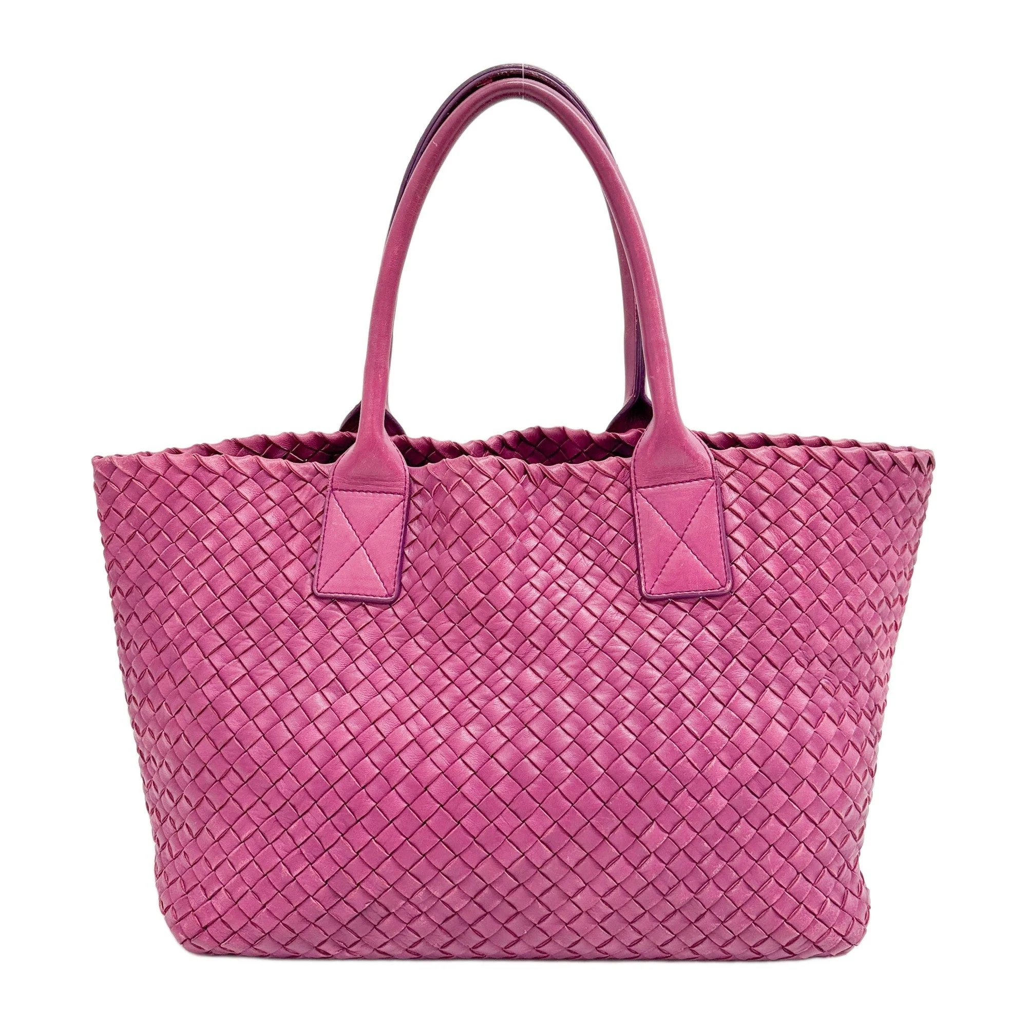 Intrecciato Mulberry Pink Leather Shoulder Tote Bag - Image 2