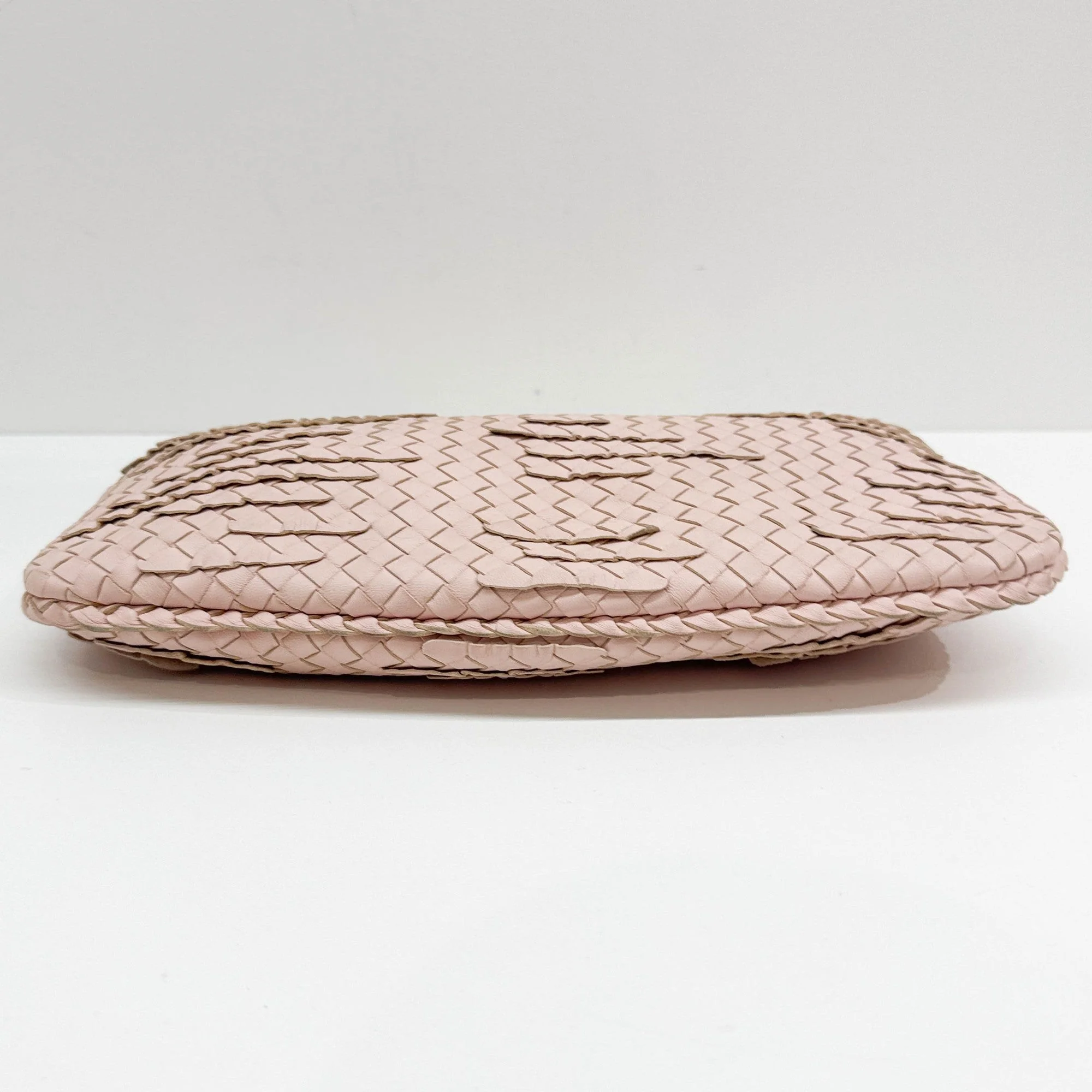 Intrecciato Pastel Pink Leather Shoulder Bag - Image 7