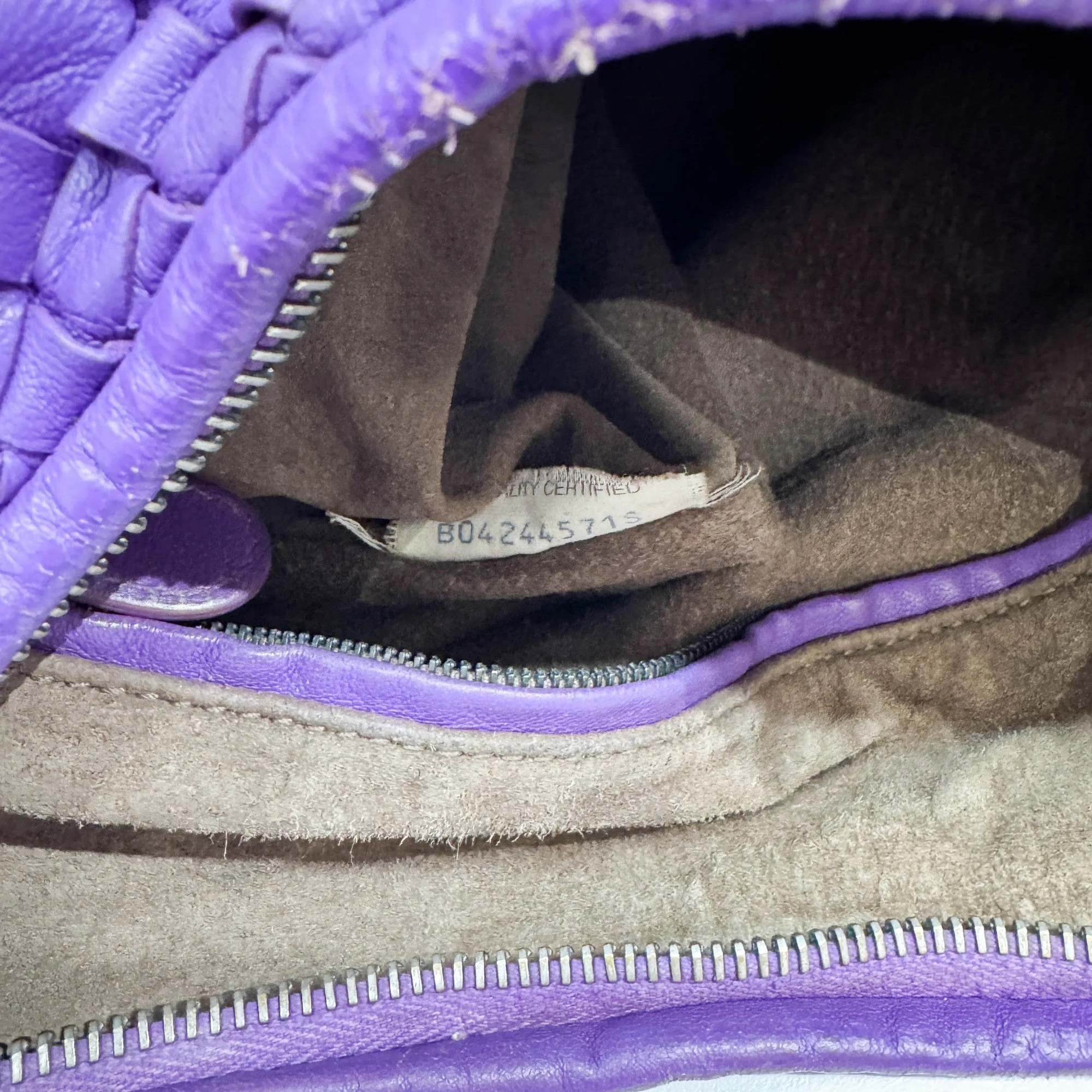 Intrecciato Purple Leather Hobo Shoulder Bag - Image 13