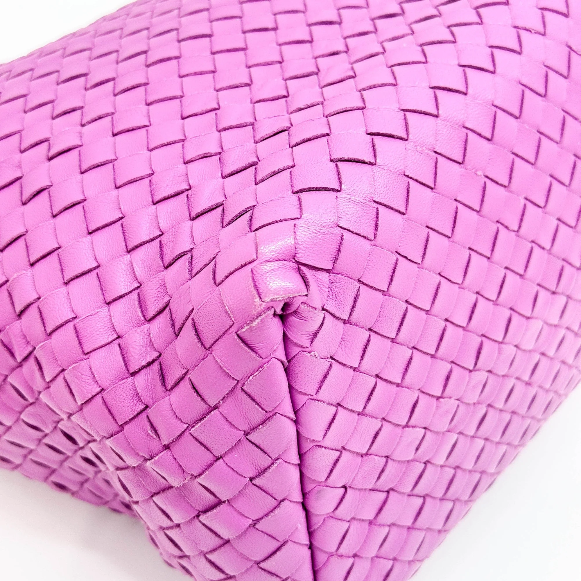 Intrecciato Purple Leather Shoulder Tote Bag - Image 11