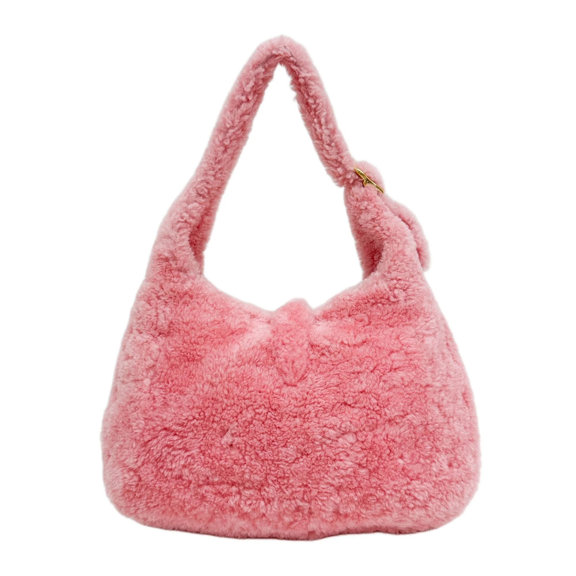 Jackie 1961 Cotton Candy Pink Shearling Shoulder Bag - Image 2