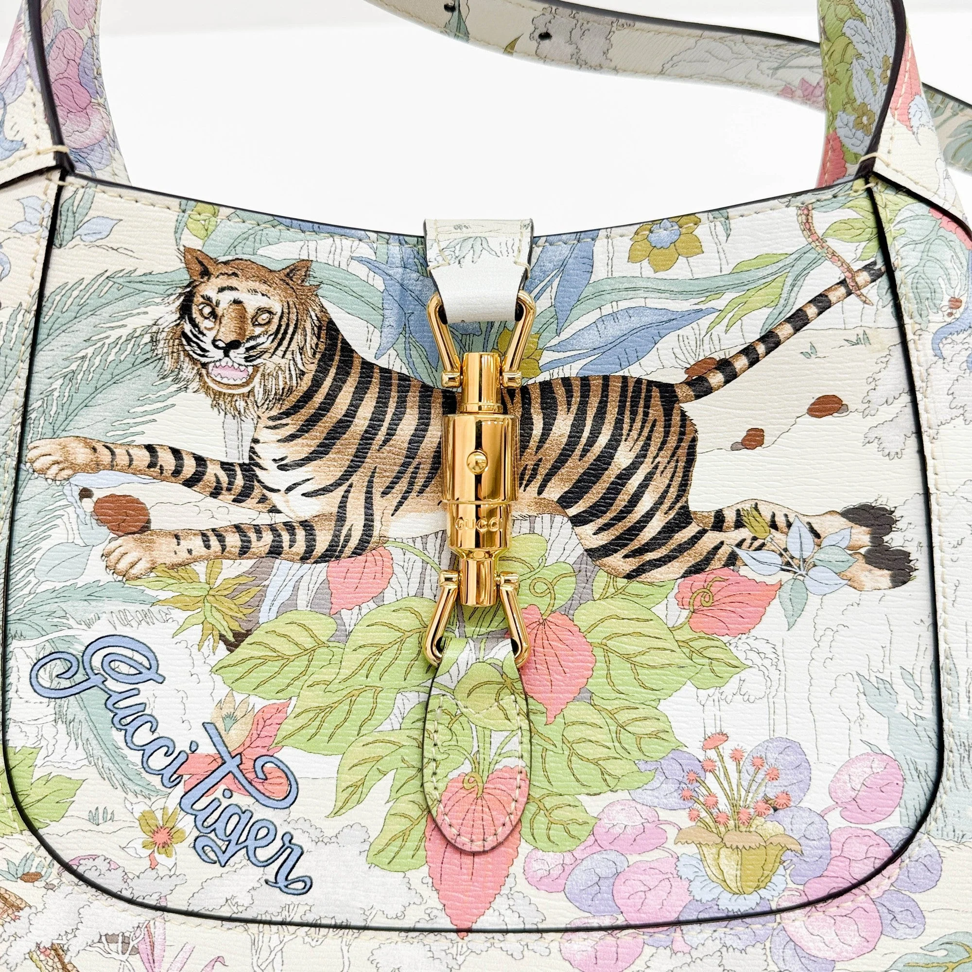 Jackie 1961 Tiger Design Multicolor Leather Shoulder Bag - Image 13