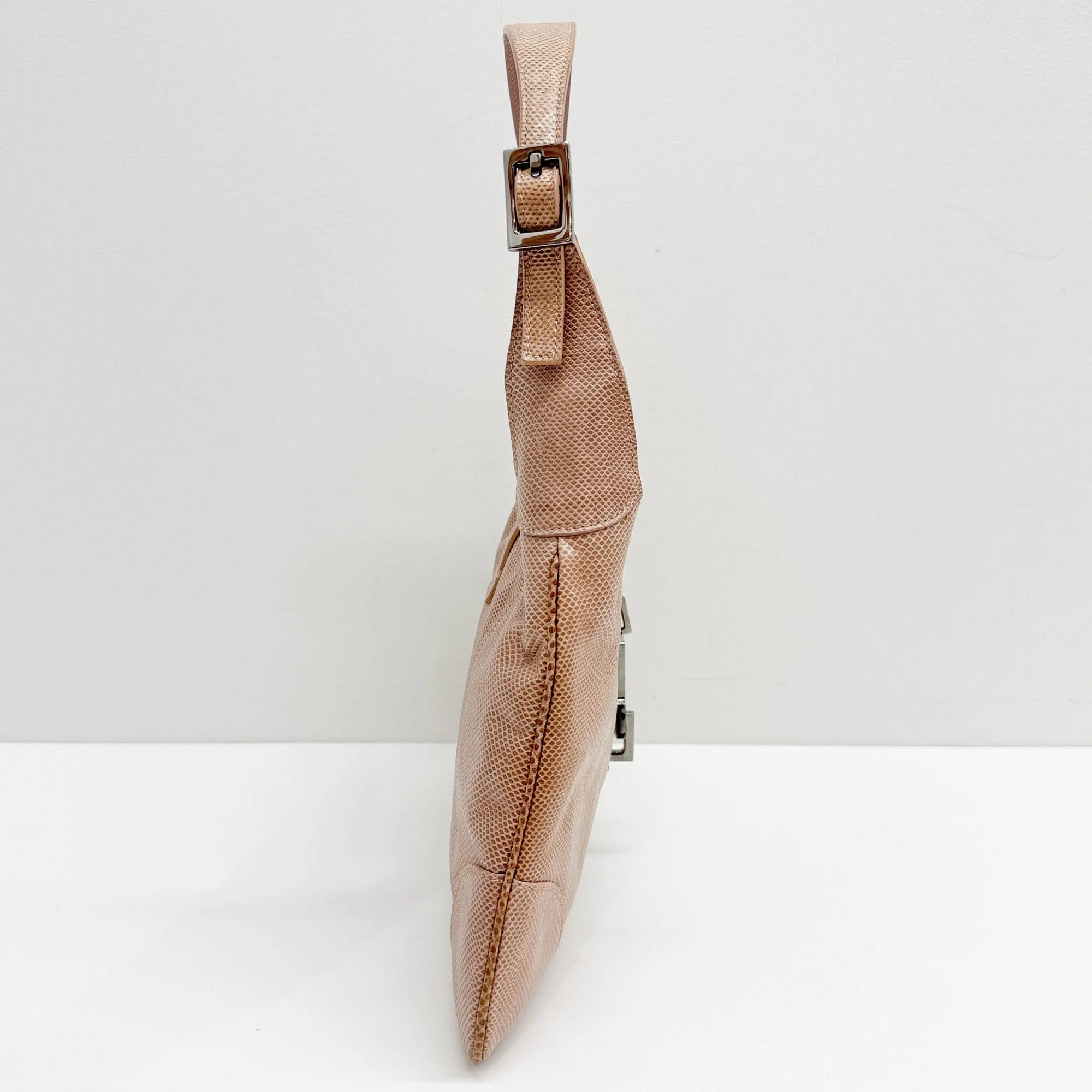 Jackie Beige Lizard Embossed Leather Shoulder Bag - Image 5