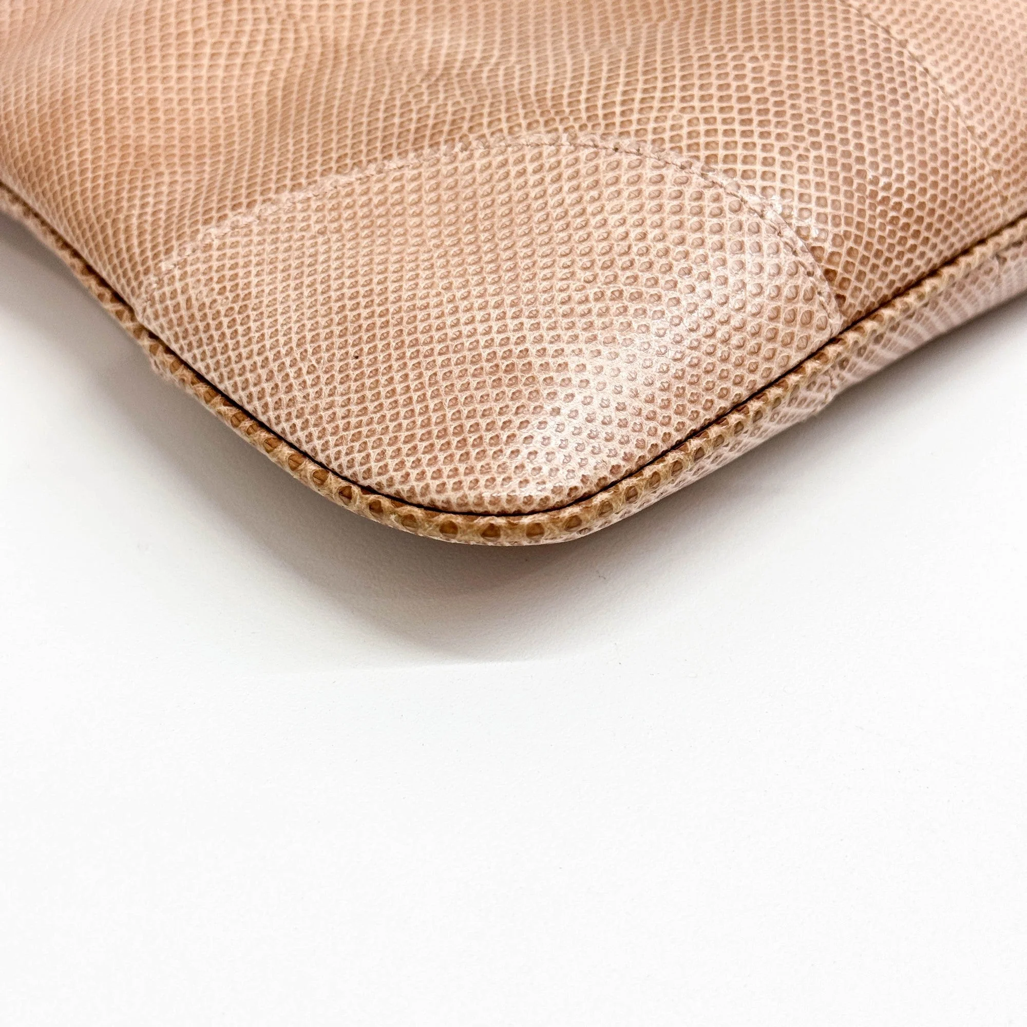 Jackie Beige Lizard Embossed Leather Shoulder Bag - Image 9