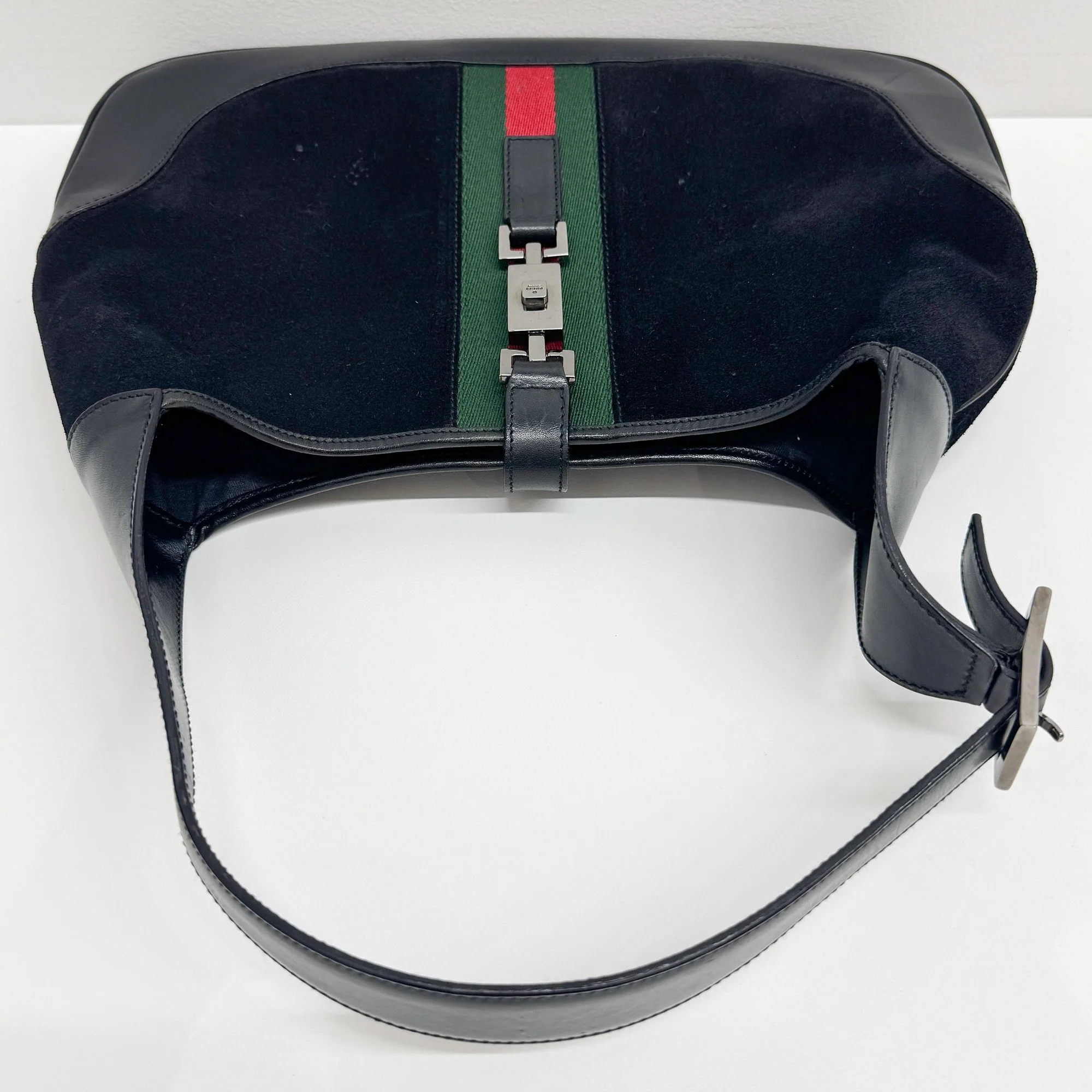 Jackie Ophidia Black Suede Shoulder Bag - Image 7