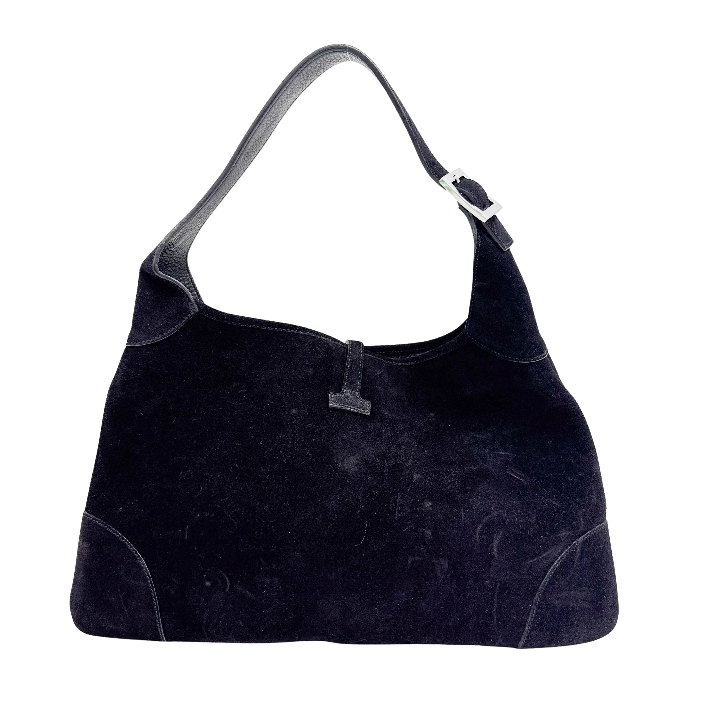 Jackie Black Suede Shoulder Bag - Image 2