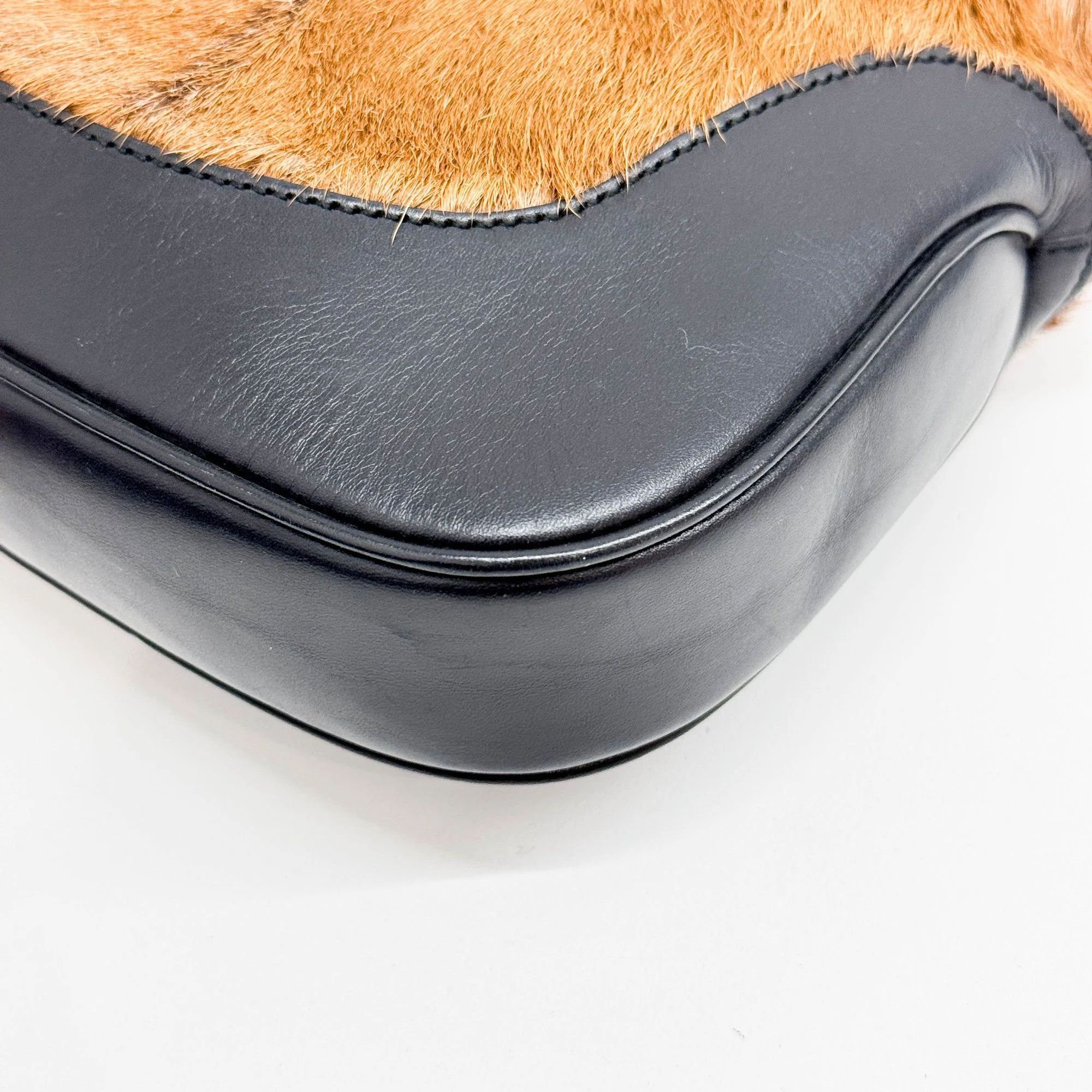 Jackie Black Trim and Brown Pony Hair Shoulder Bag - Image 10