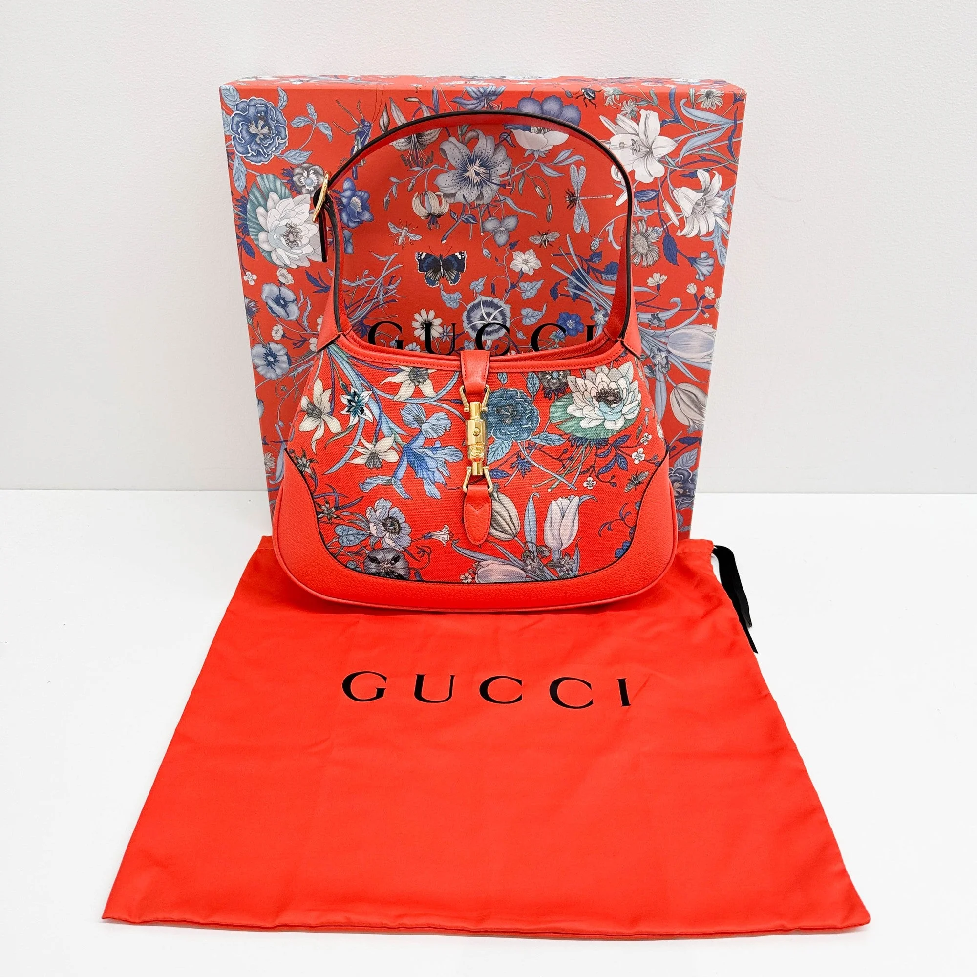 Jackie 1961 Blood Orange Floral Print Canvas Shoulder Bag - Image 4