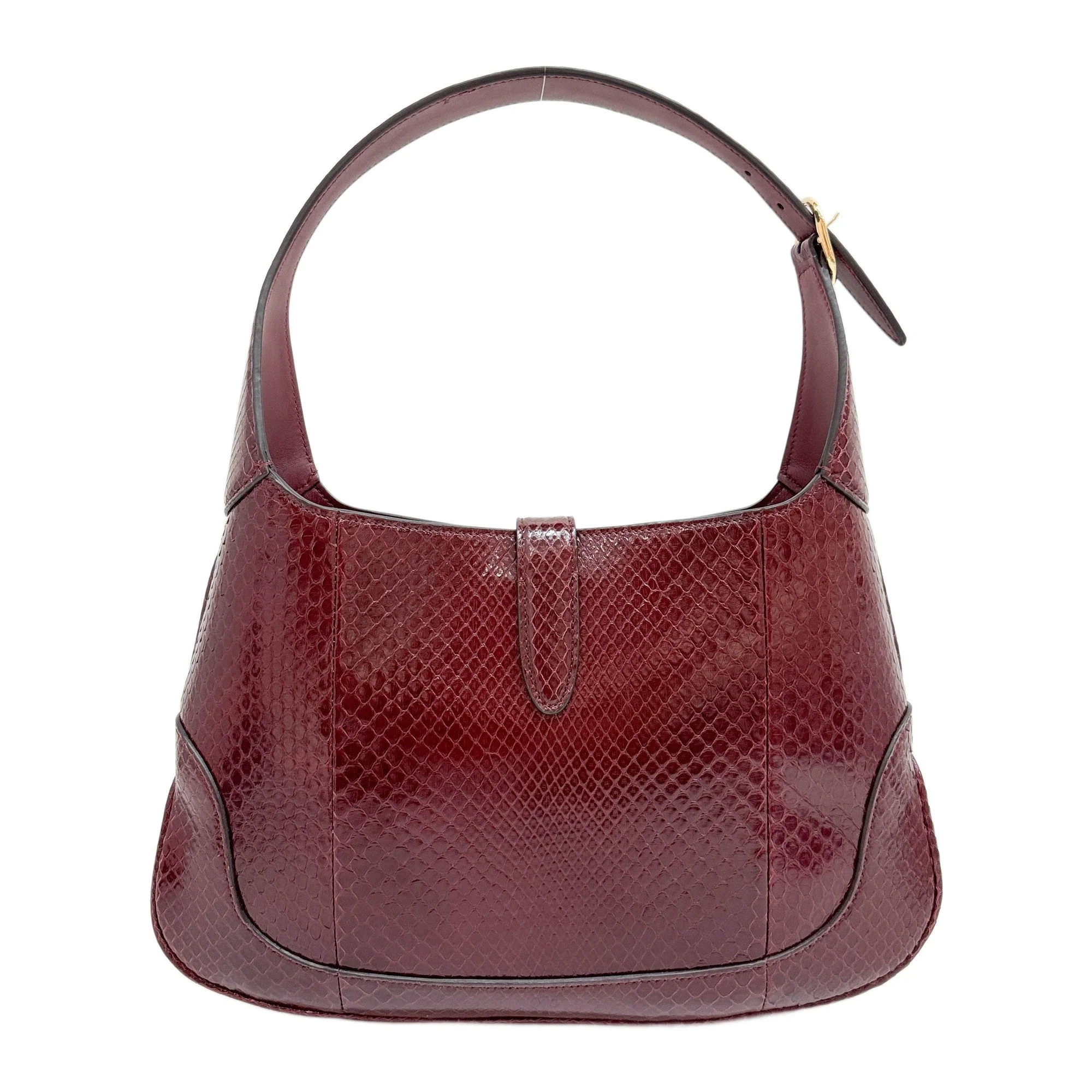 Jackie Bordeaux Python Embossed Leather Shoulder Bag - Image 2
