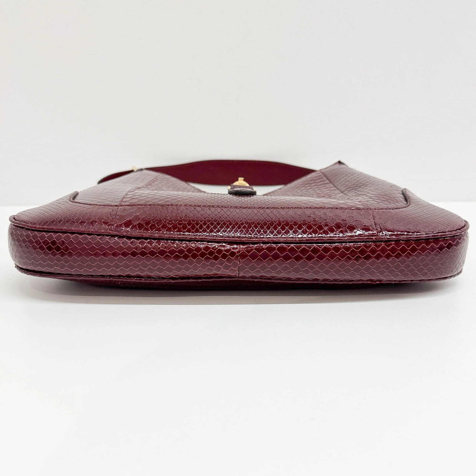 Jackie Bordeaux Red Python Embossed Leather Shoulder Bag - Image 9