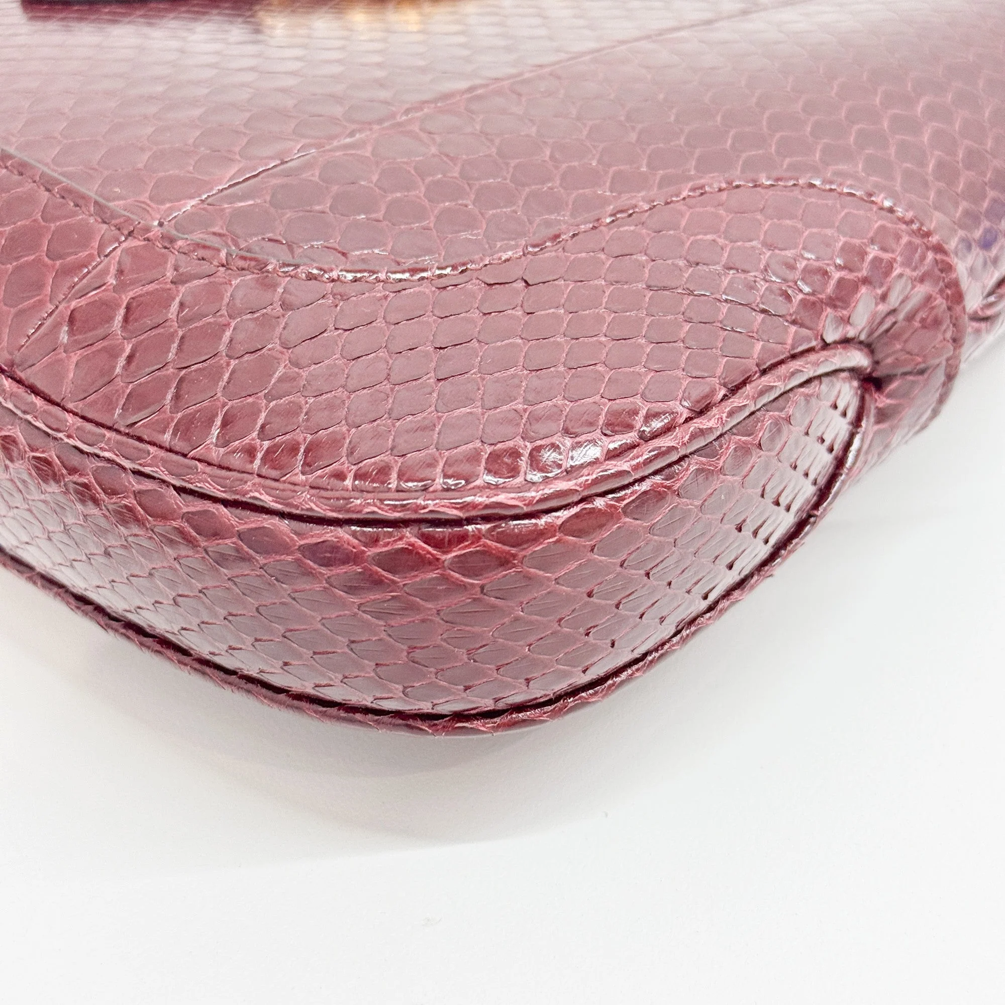 Jackie Bordeaux Red Python Embossed Leather Shoulder Bag - Image 10