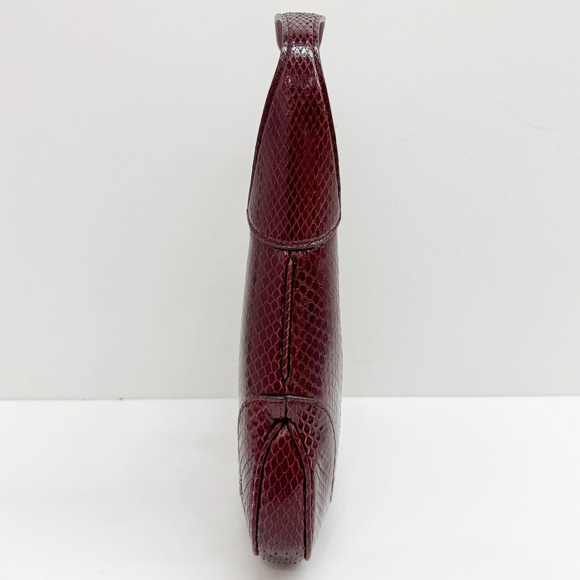 Jackie Bordeaux Red Python Embossed Leather Shoulder Bag - Image 5