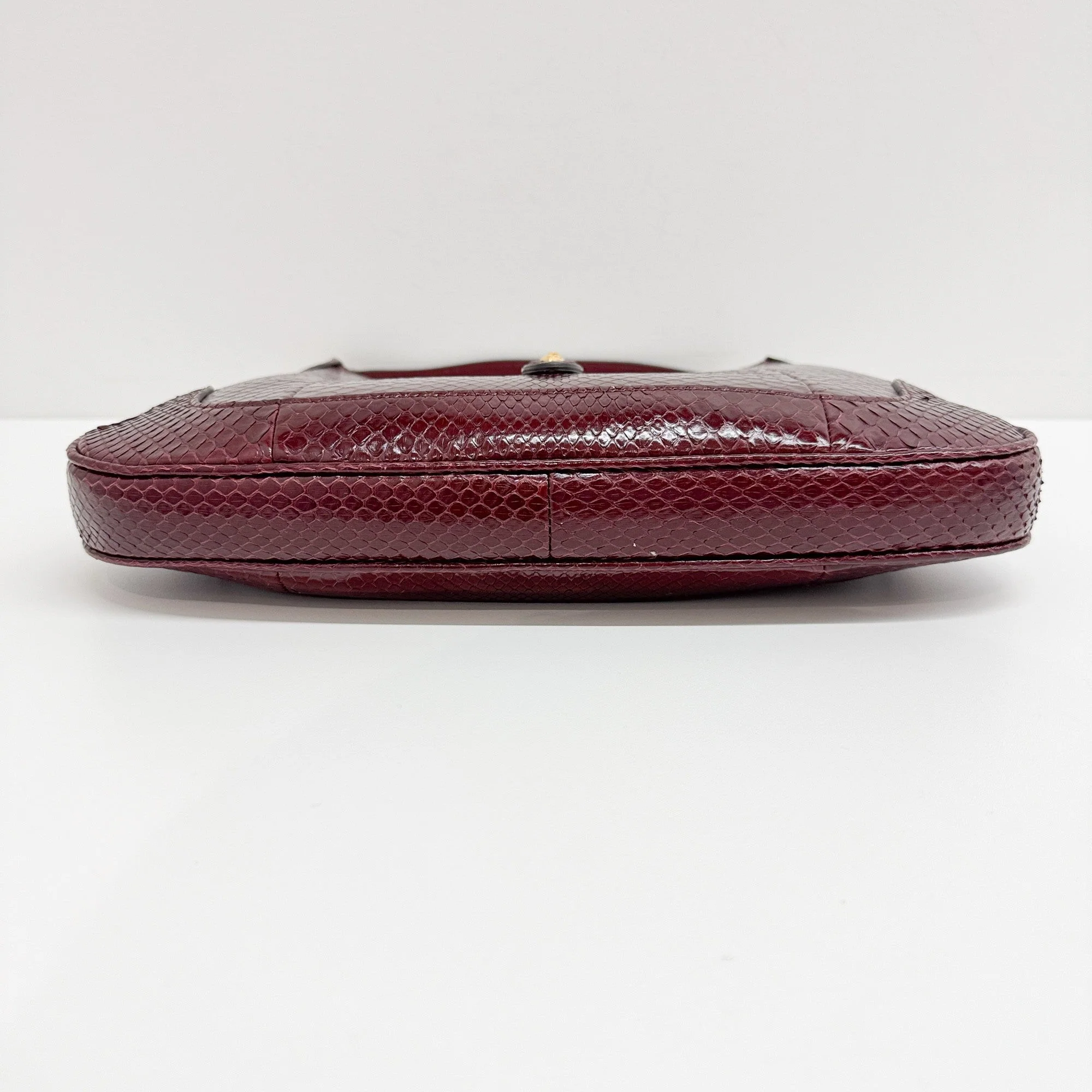 Jackie Bordeaux Red Python Embossed Leather Shoulder Bag - Image 8