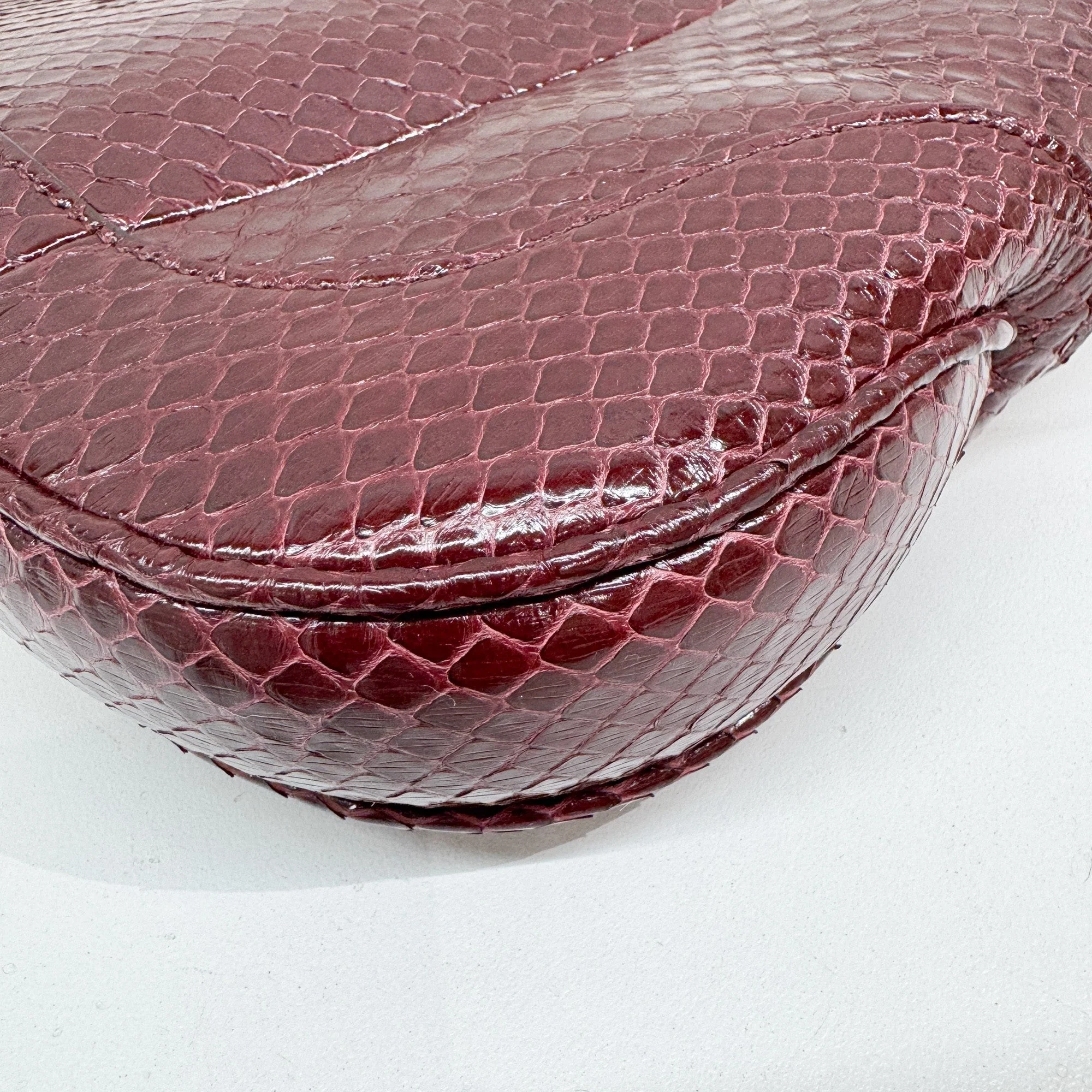 Jackie Bordeaux Red Python Embossed Leather Shoulder Bag - Image 10