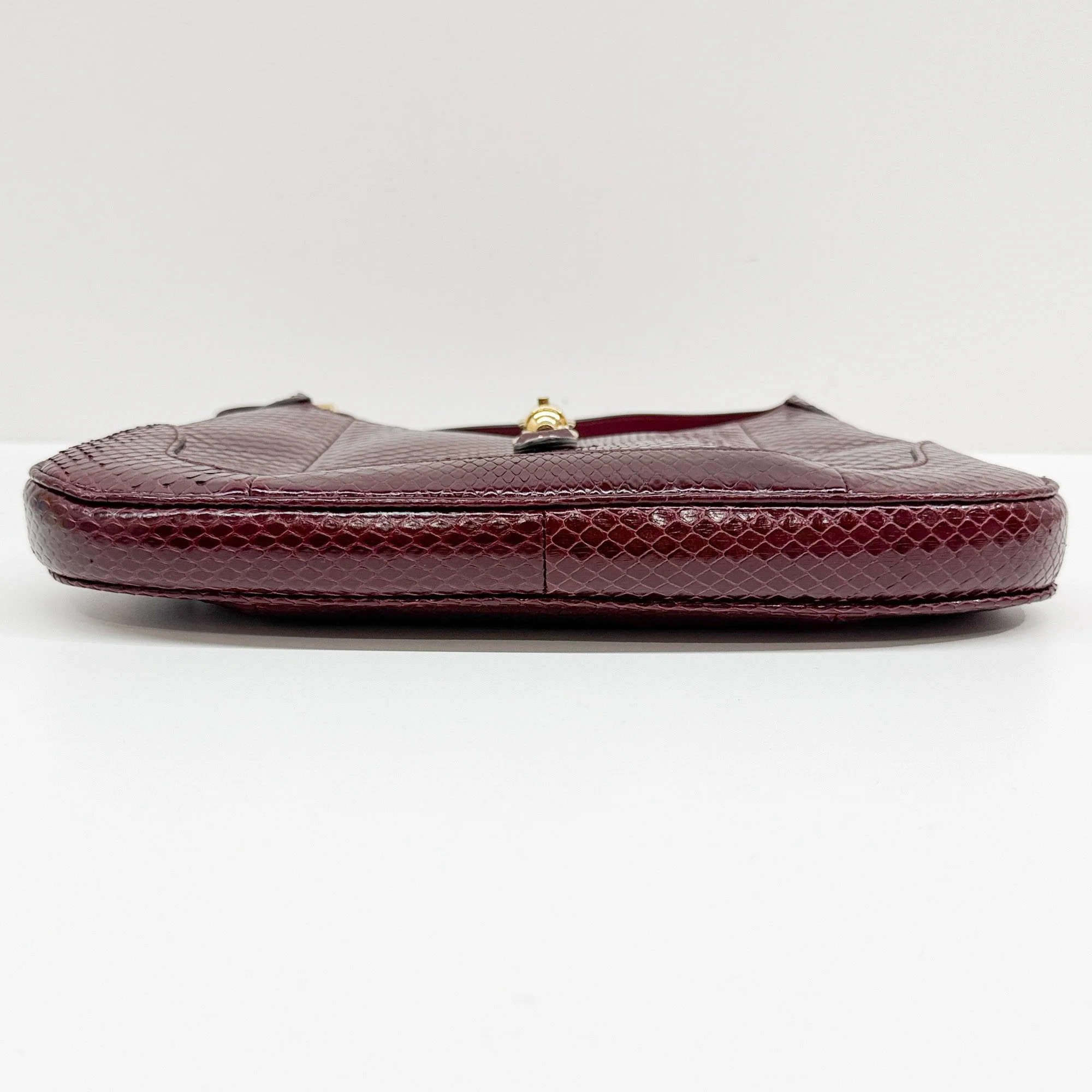 Jackie Bordeaux Red Python Embossed Leather Shoulder Bag - Image 8