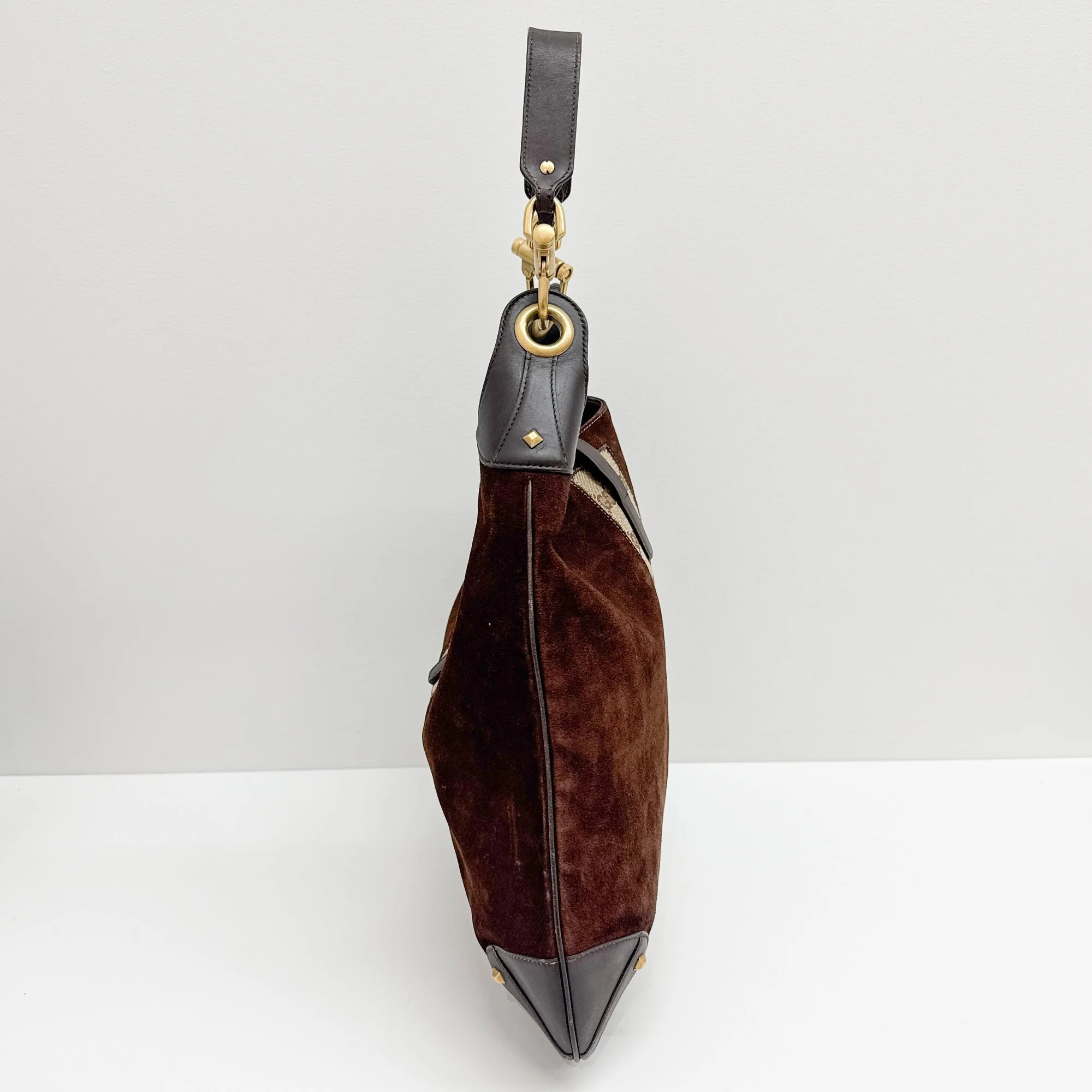 Jackie 1961 Nailhead Brown Suede Shoulder Bag - Image 19