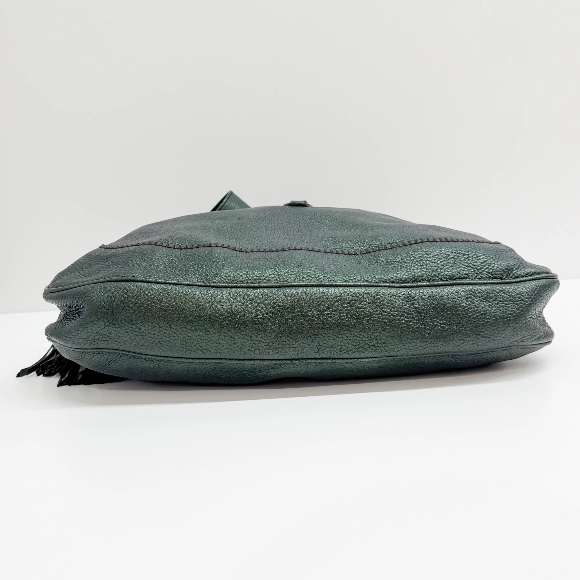 New Jackie 1961 Deep Green Metallic Leather Shoulder Bag - Image 7