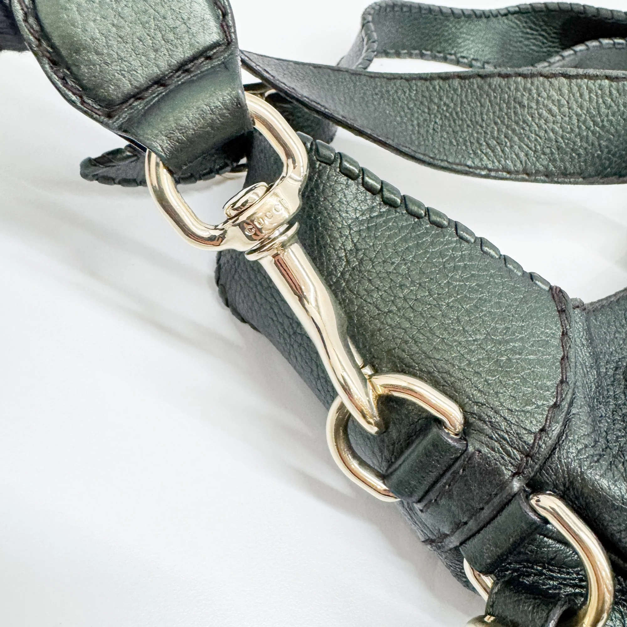 New Jackie 1961 Deep Green Metallic Leather Shoulder Bag - Image 9
