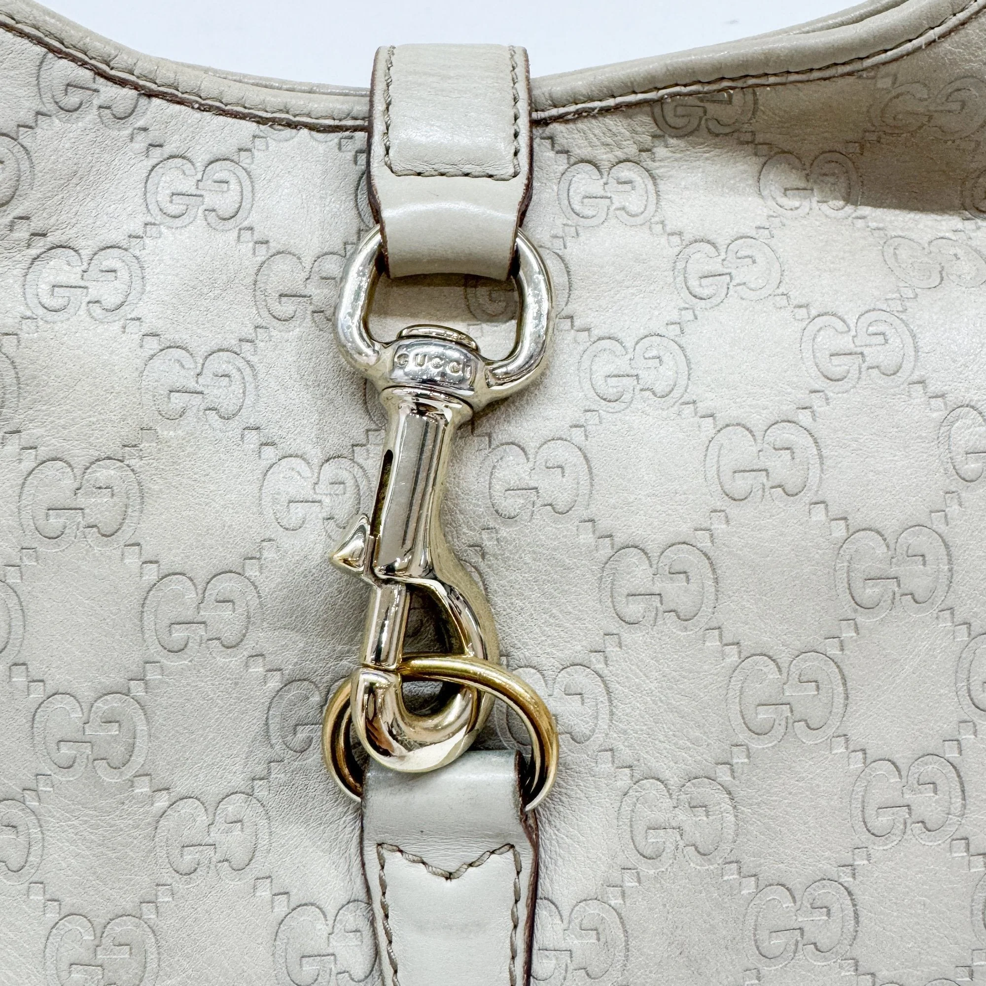 Jackie Eggshell White Monogram Leather Shoulder Bag - Image 13