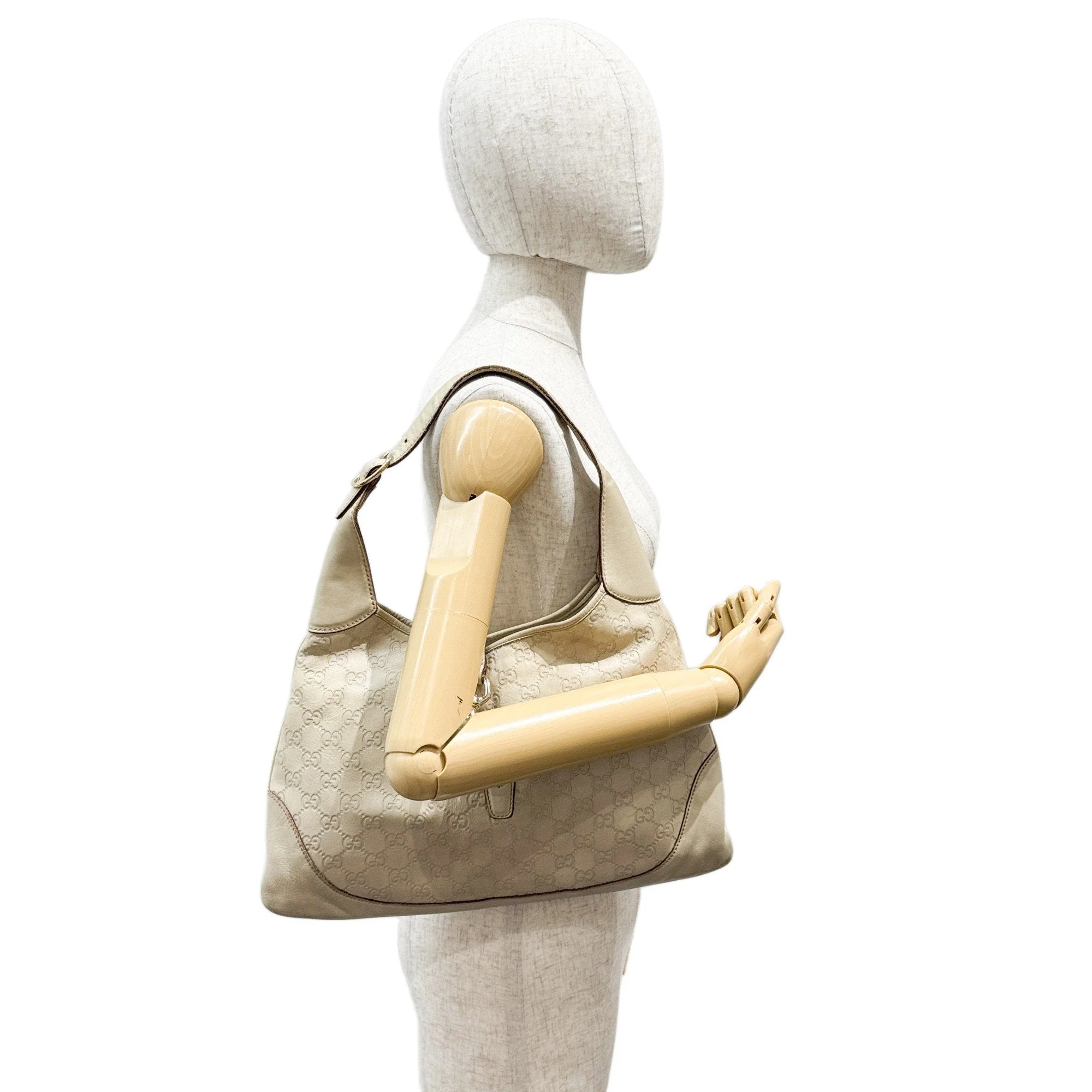Jackie Eggshell White Monogram Leather Shoulder Bag - Image 3
