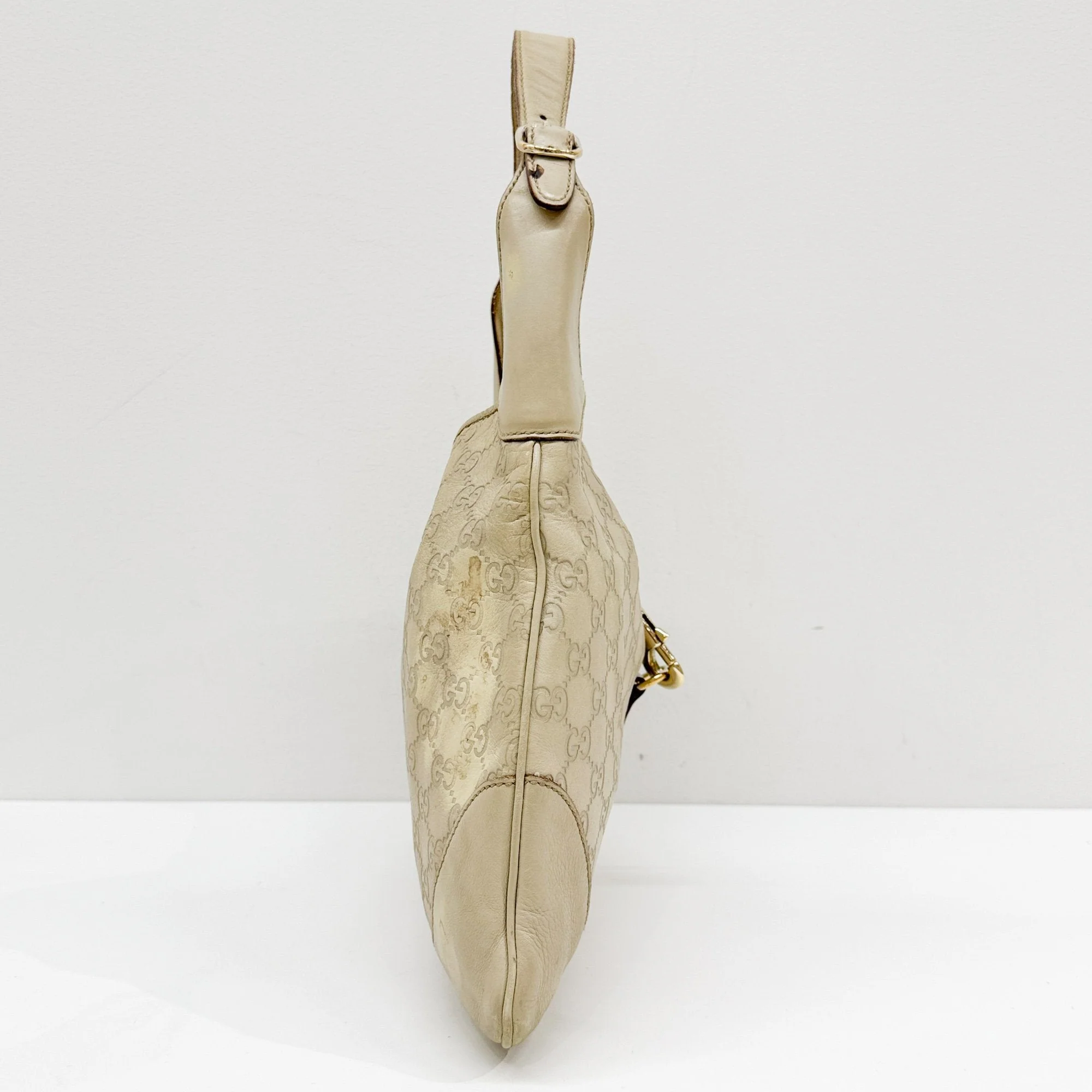 Jackie Eggshell White Monogram Leather Shoulder Bag - Image 4
