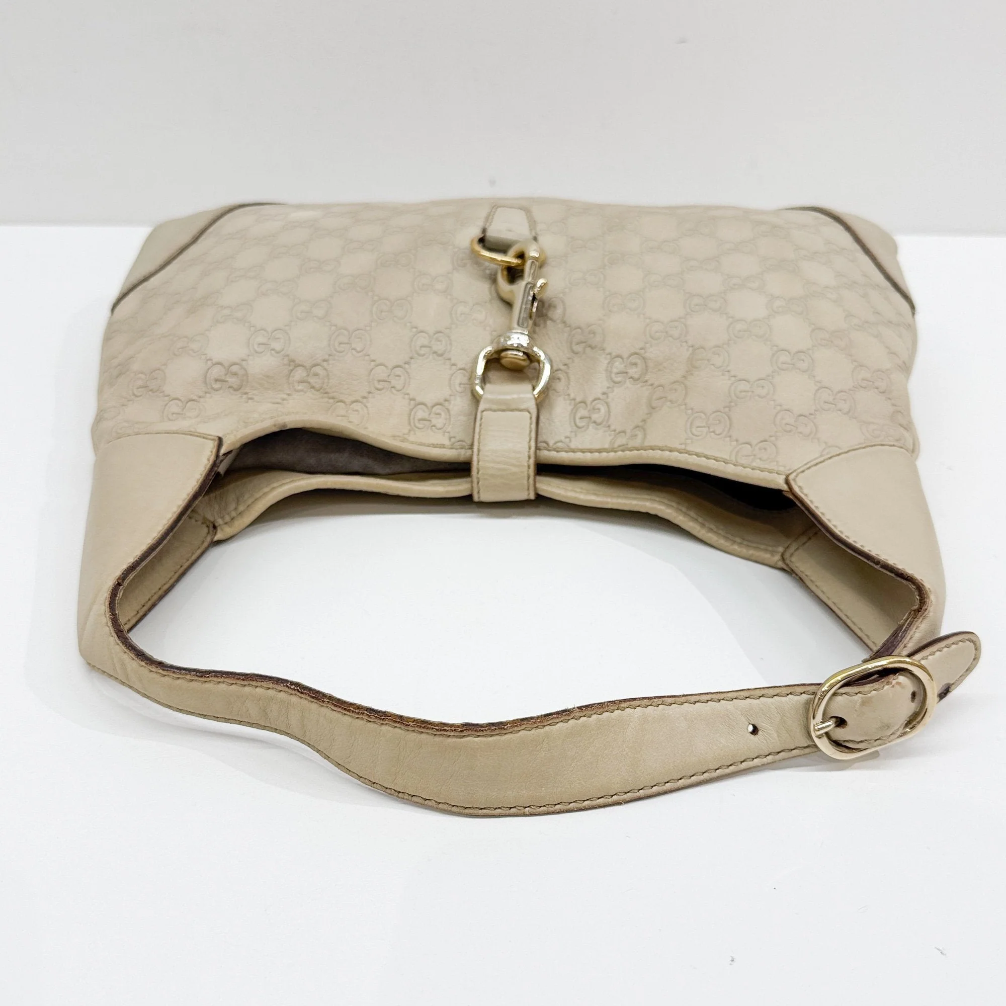 Jackie Eggshell White Monogram Leather Shoulder Bag - Image 6