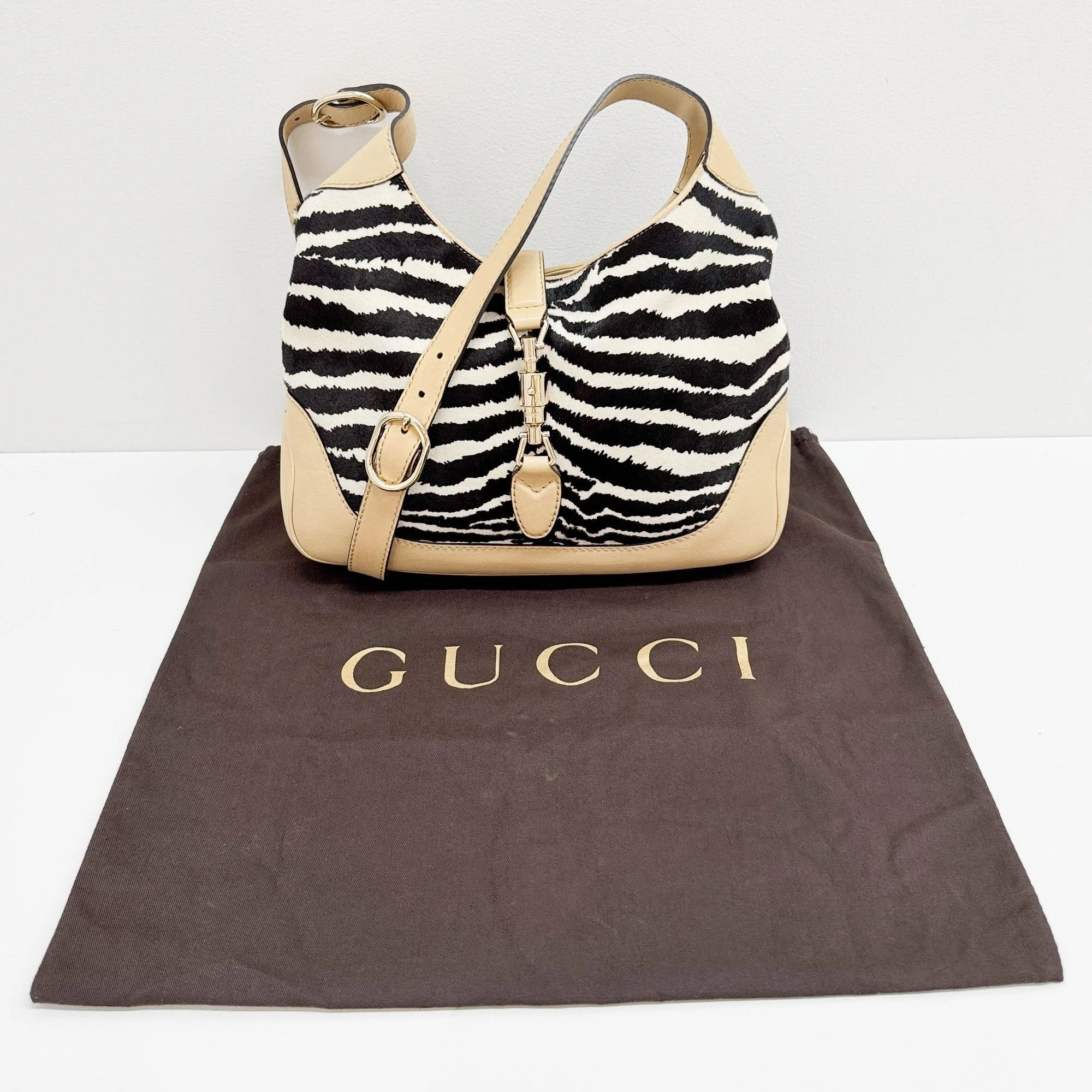 Jackie 1961 Zebra Print Pony Hair Shoulder Bag - Image 4