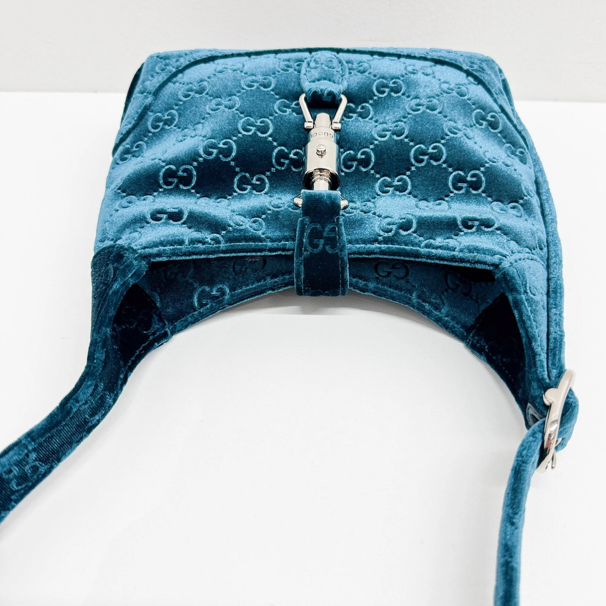 Jackie 1961 Teal GG Velvet Crossbody Bag - Image 7