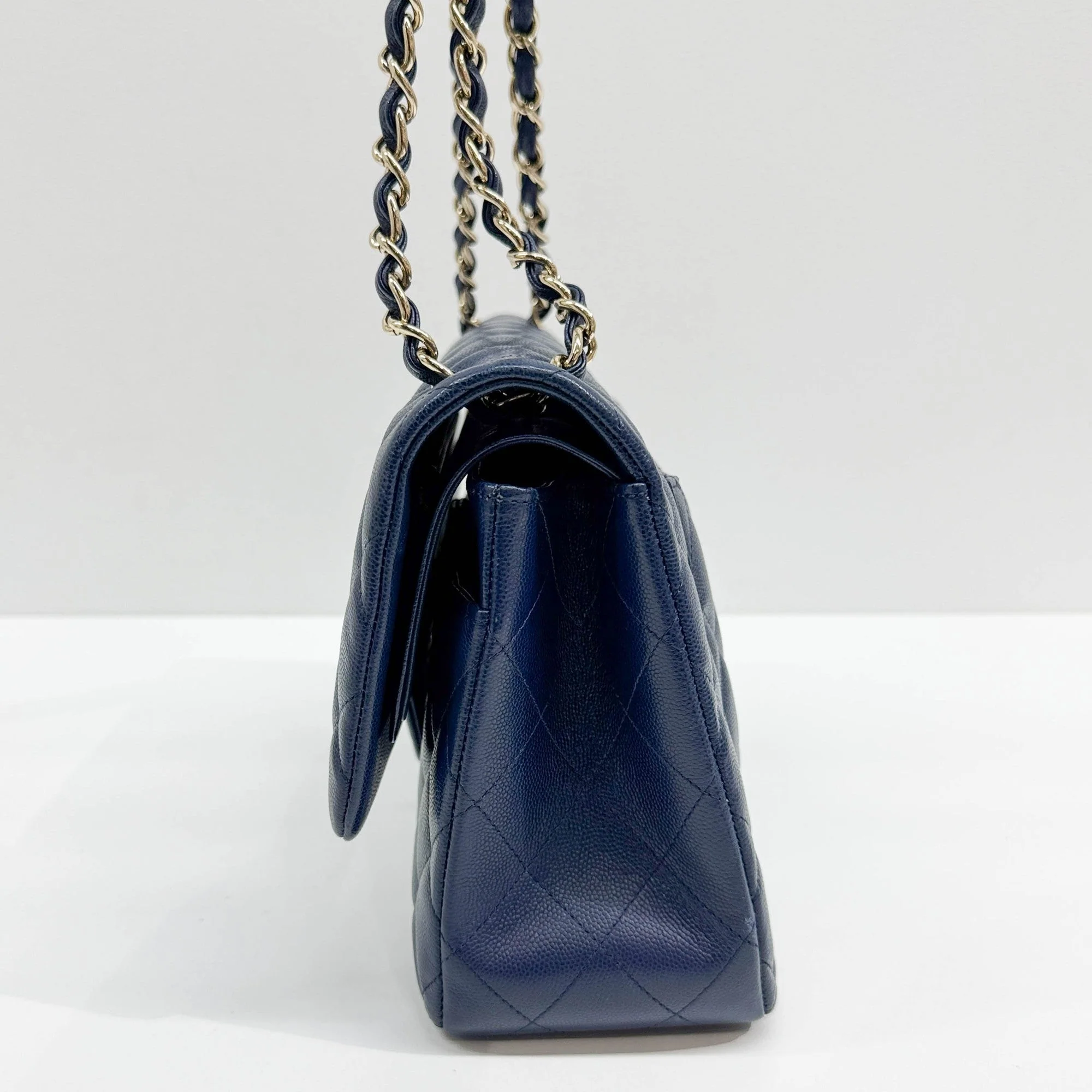 Jumbo Classic Double Flap 2017-2018 Blue Matelasse Leather Shoulder Bag - Image 4