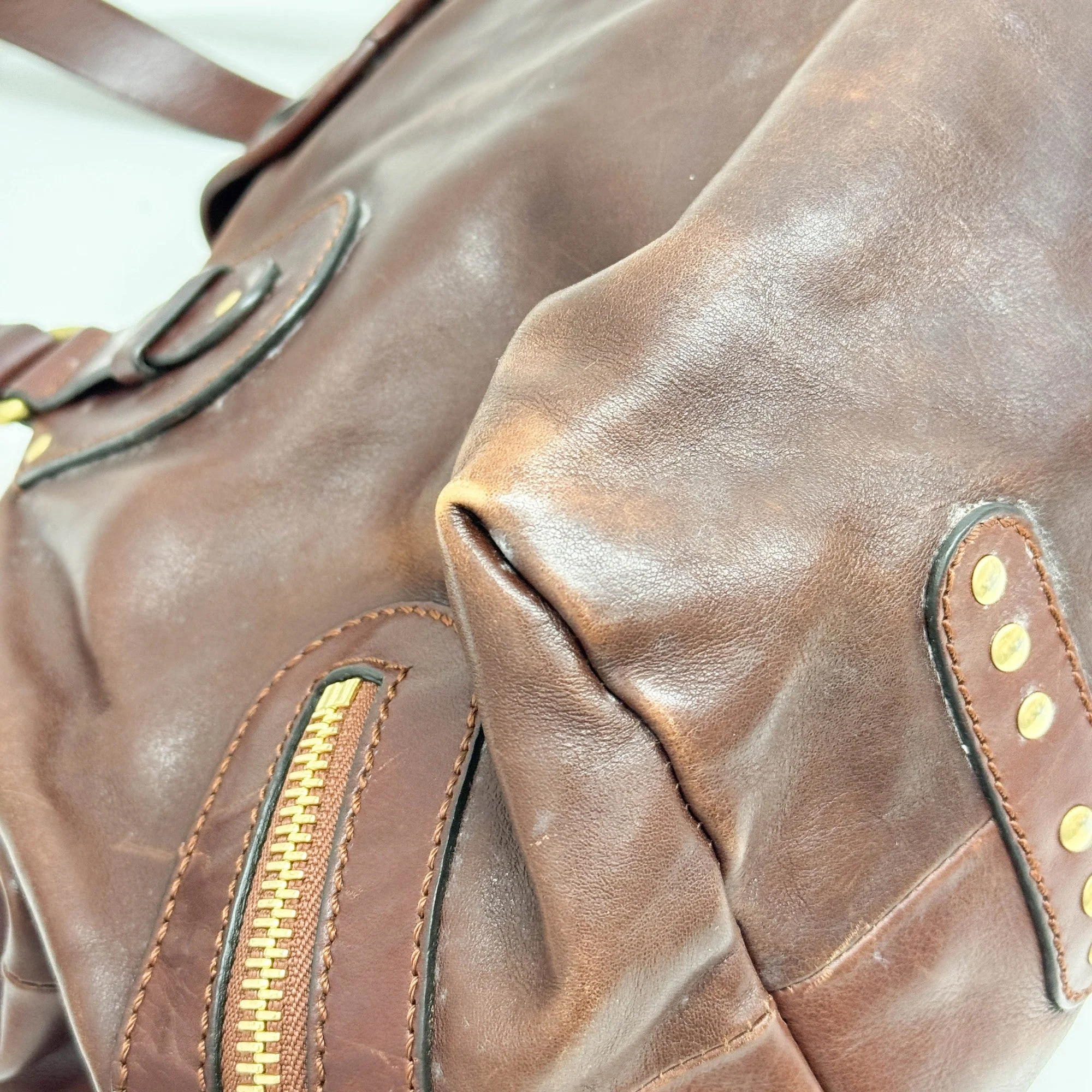 Kerala Brown Leather Hand Bag - Image 11