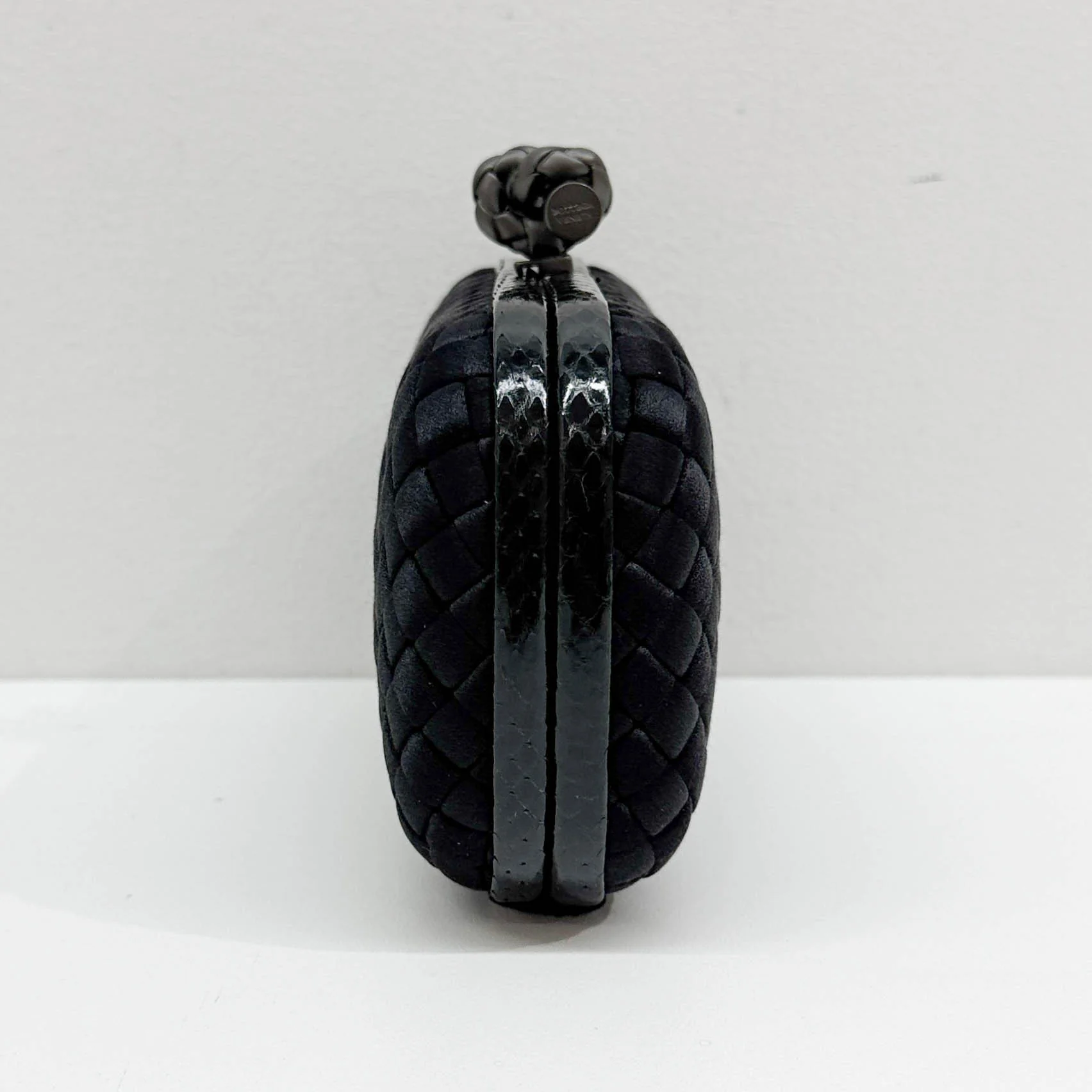 Knot Intrecciato Black Satin Clutch Bag - Image 4
