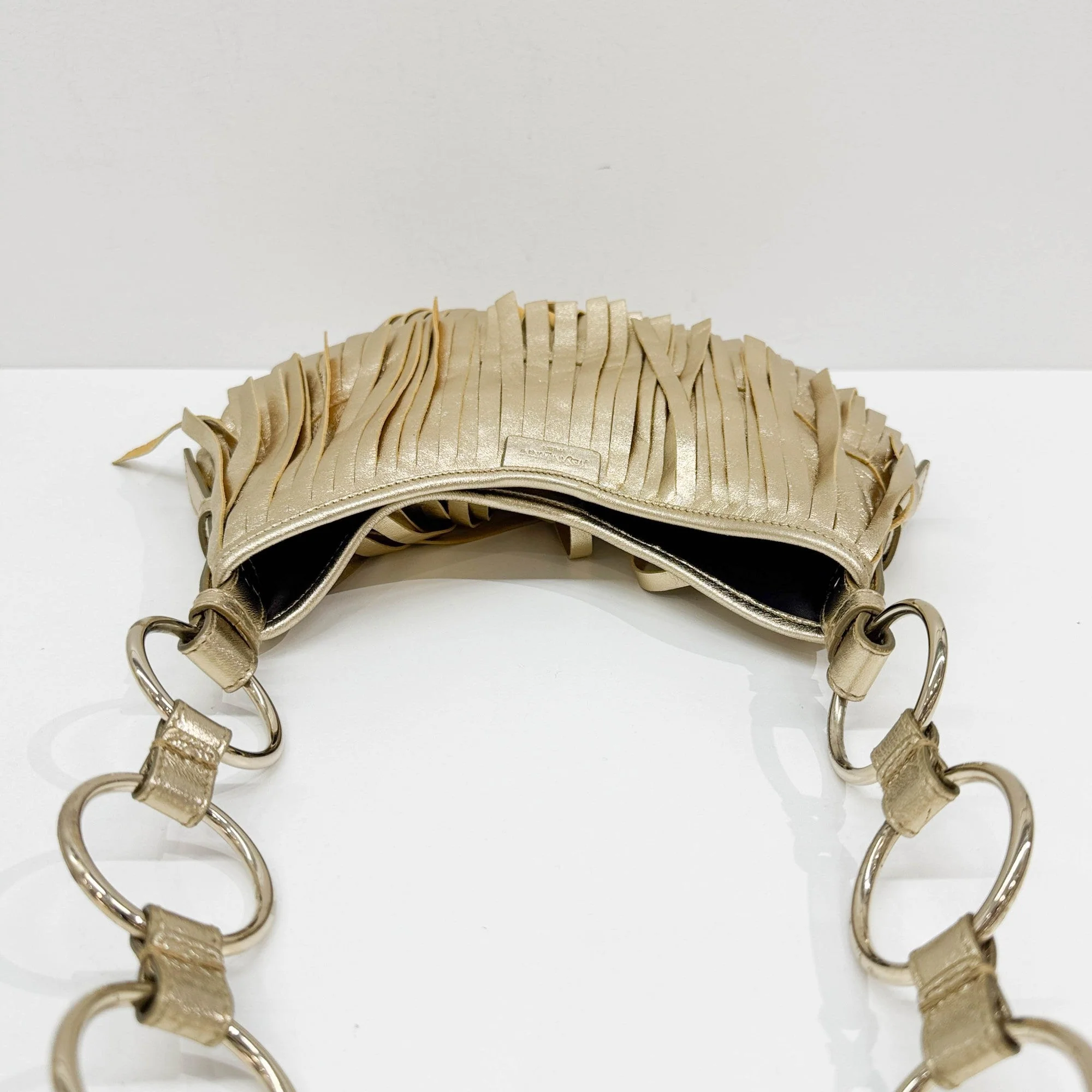 La Boheme Fringe Gold Leather Shoulder Bag - Image 7